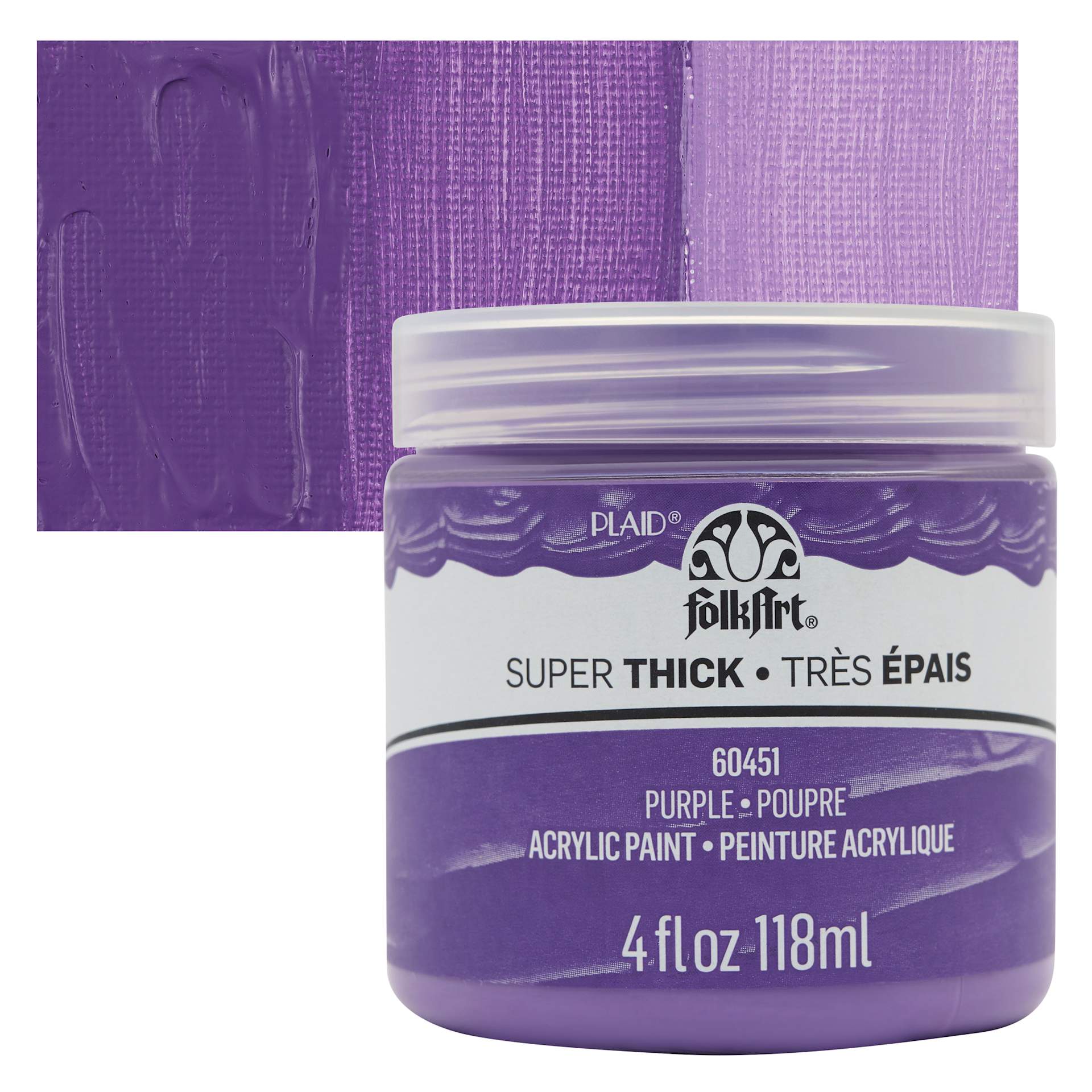 FolkArt Super Thick Acrylic Paint - Purple, 4 oz jar and swatch