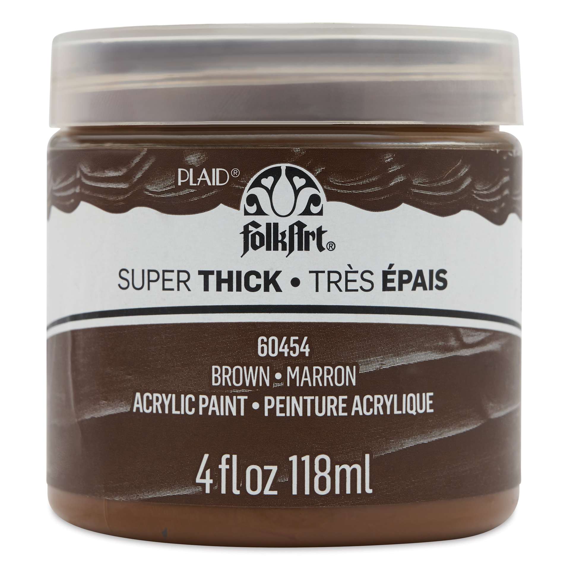 FolkArt Super Thick Acrylic Paint - Brown, 4 oz jar, front of jar
