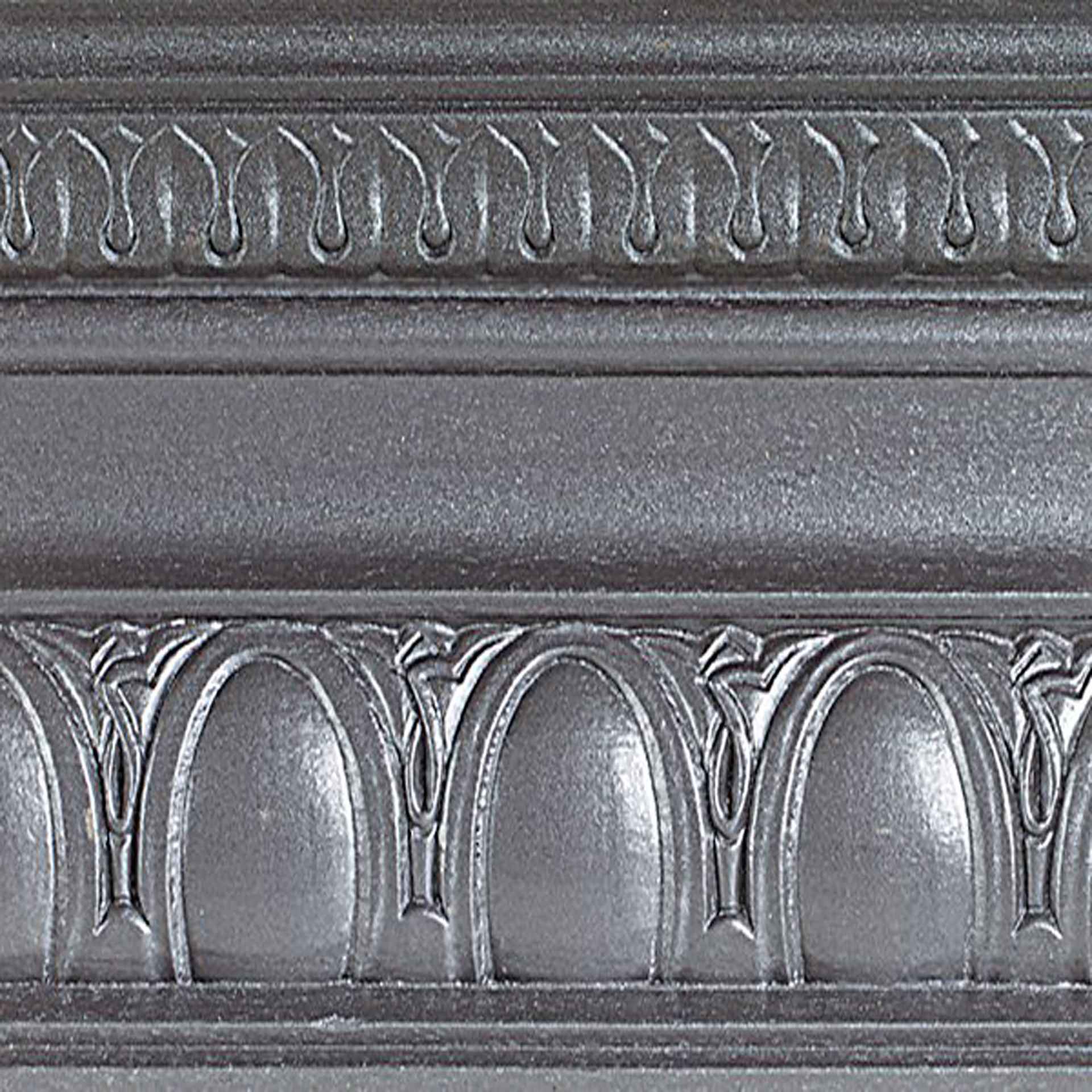 Modern Masters Metallic Paint - Steel Gray painted on a piece of trim