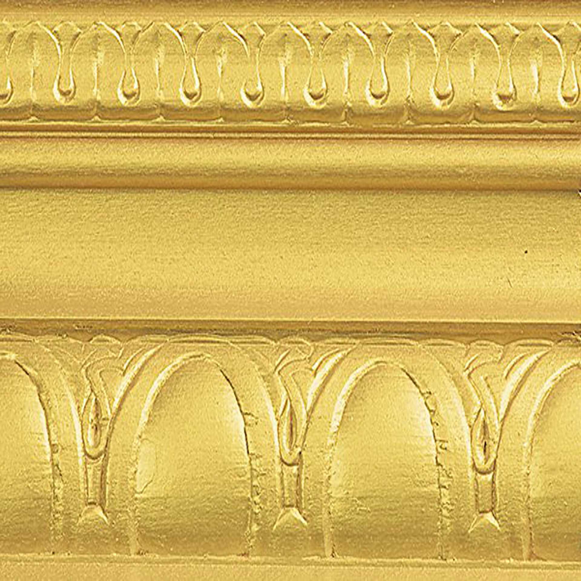 Modern Masters Metallic Paint - Pharaoh's Gold painted on a piece of trim