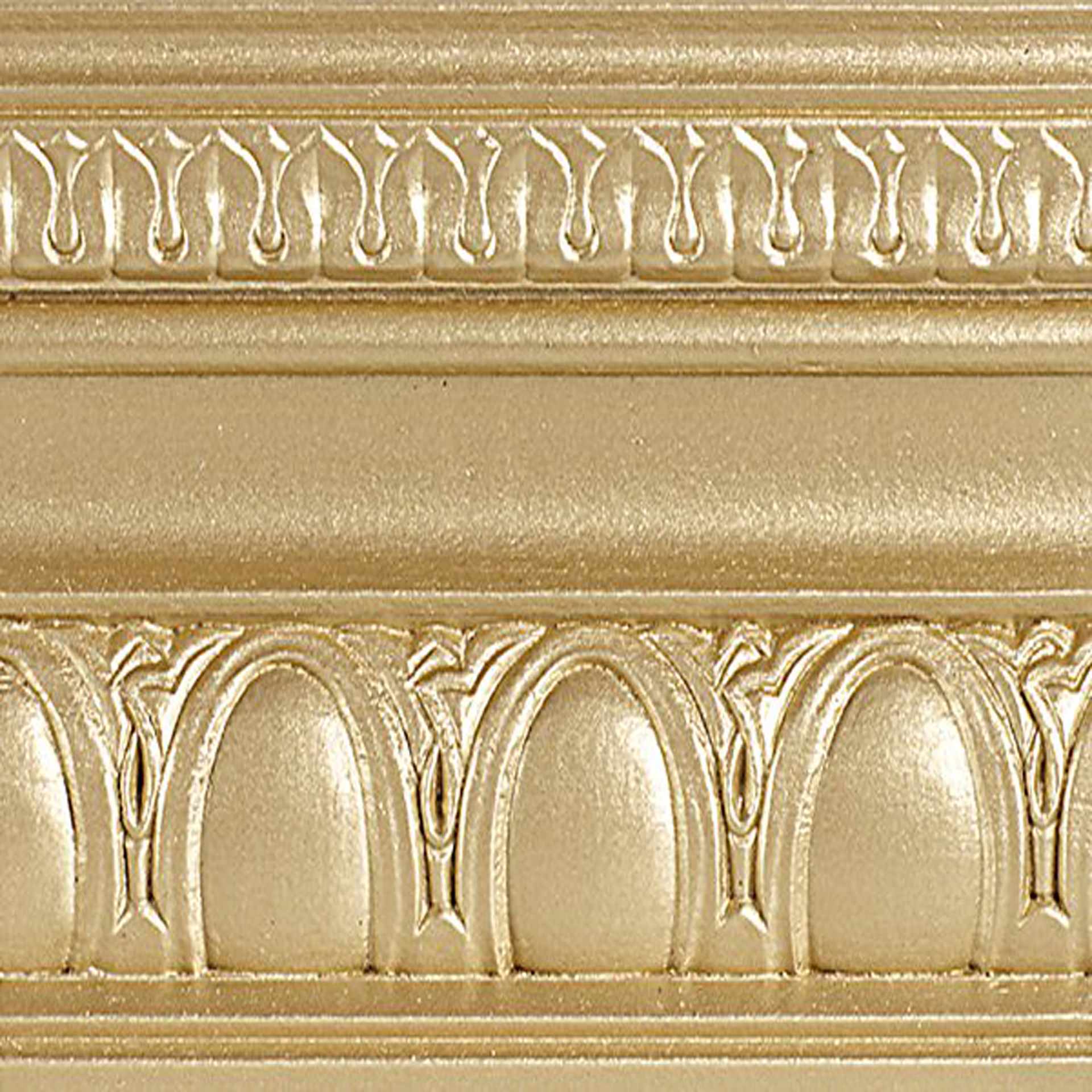 Modern Masters Metallic Paint - Pale Gold painted on a piece of trim
