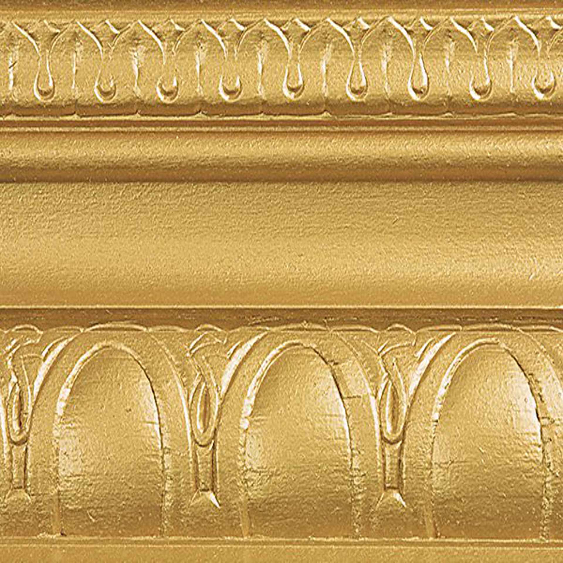 Modern Masters Metallic Paint - Olympic Gold painted on a piece of trim