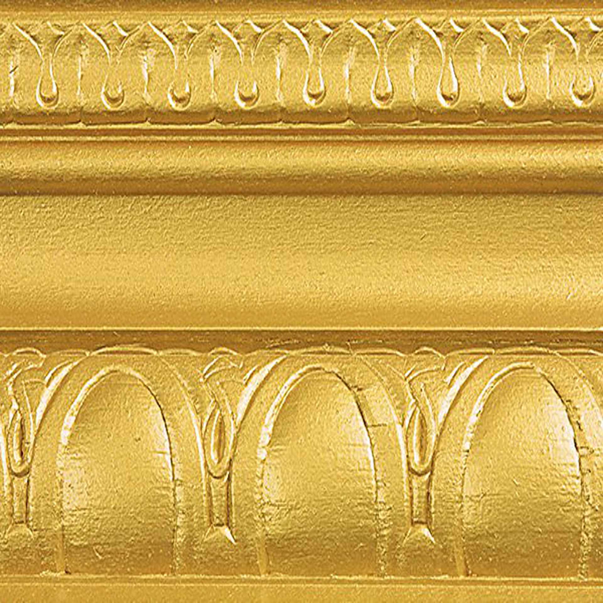 Modern Masters Metallic Paint - Rich Gold painted on a piece of trim