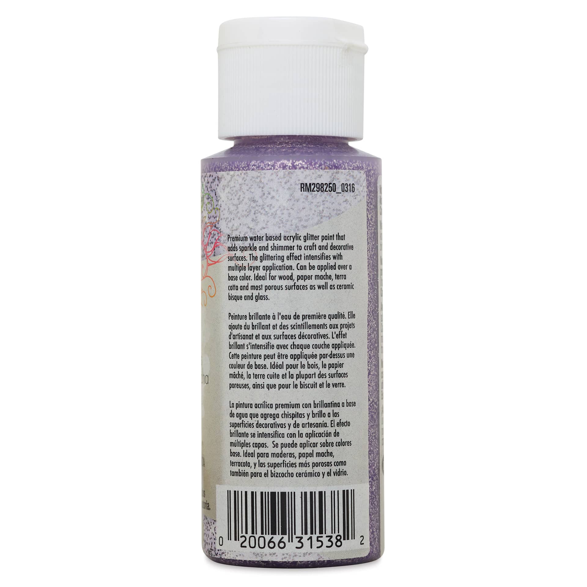 Testors Craft Acrylic Paint - Lavender Mist, back of a 2 oz Bottle