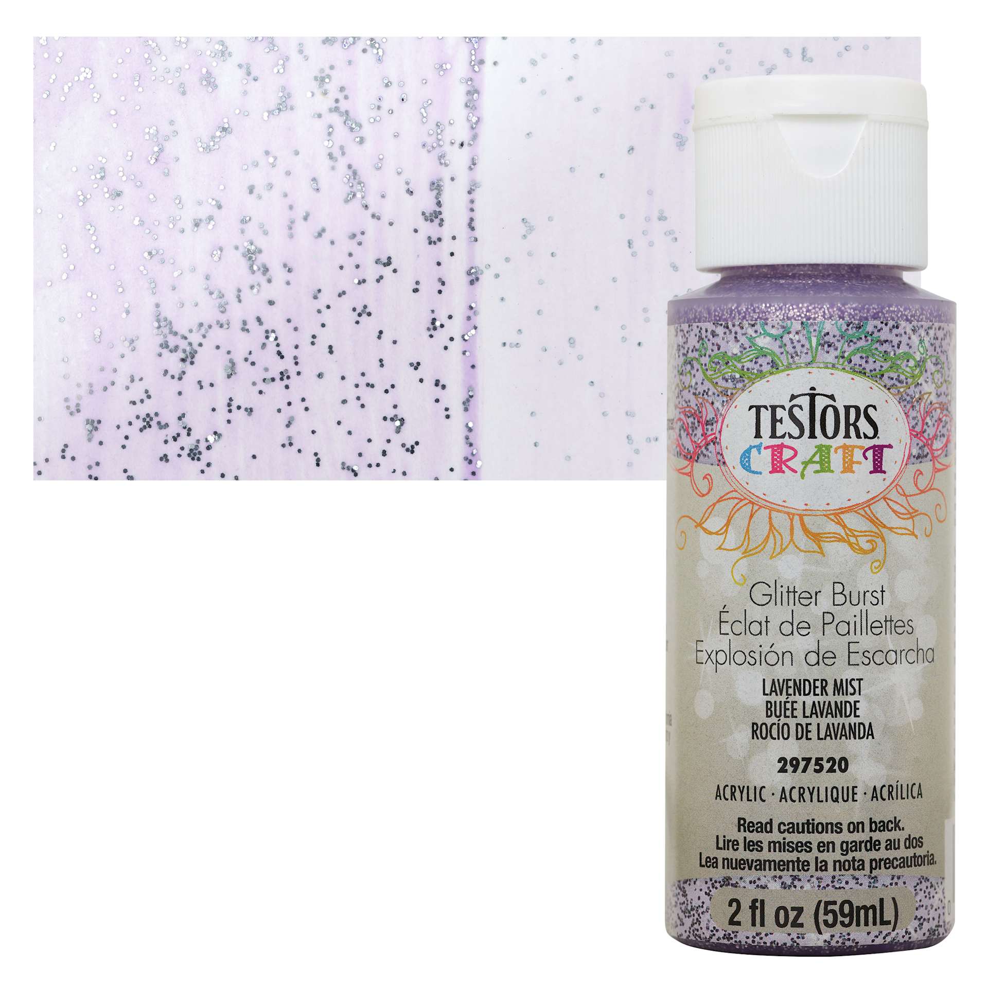Testors Craft Acrylic Paint - Lavender Mist, 2 oz Bottle and swatch