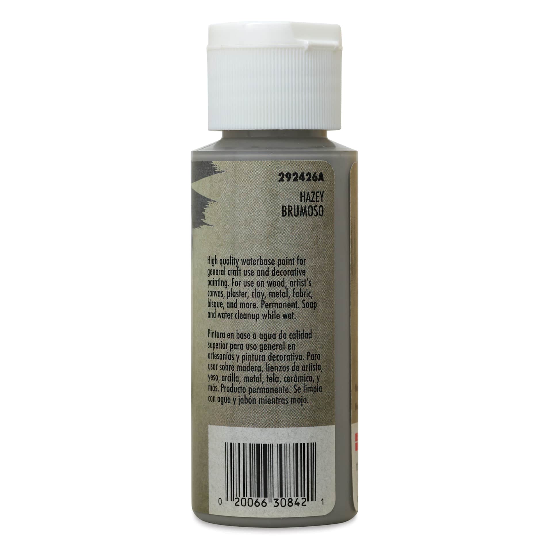Testors Craft Acrylic Paint - Hazey, back of a 2 oz Bottle