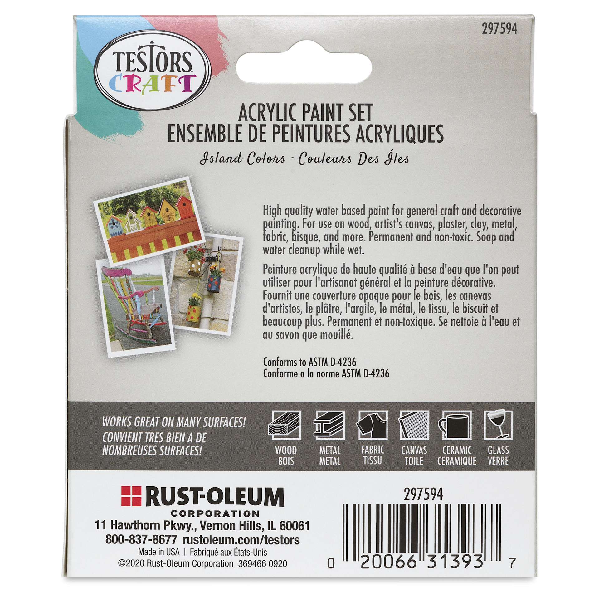 Testors Craft Acrylic Paint - Set of 3, Island Colors back of package