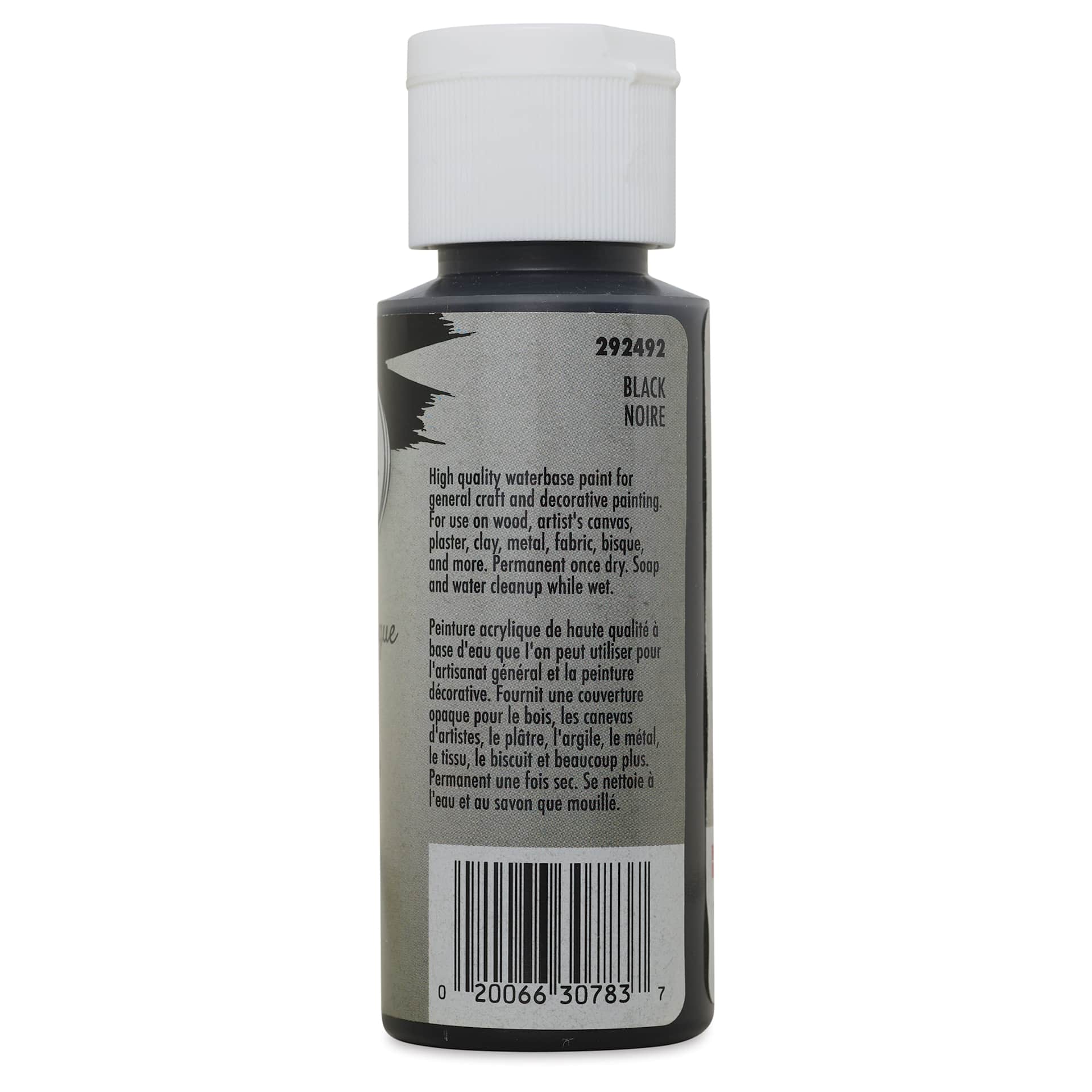 Testors Craft Acrylic Paint - Metallic Black, 2 oz back of bottle