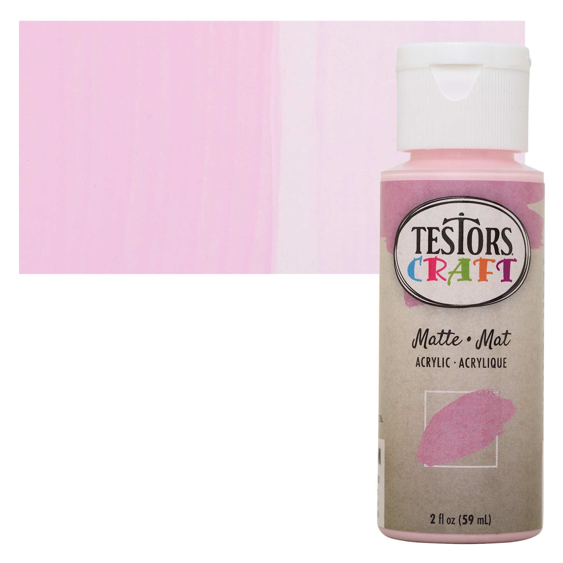 Testors Craft Acrylic Paint - Petal Pink, 2 oz Bottle and swatch