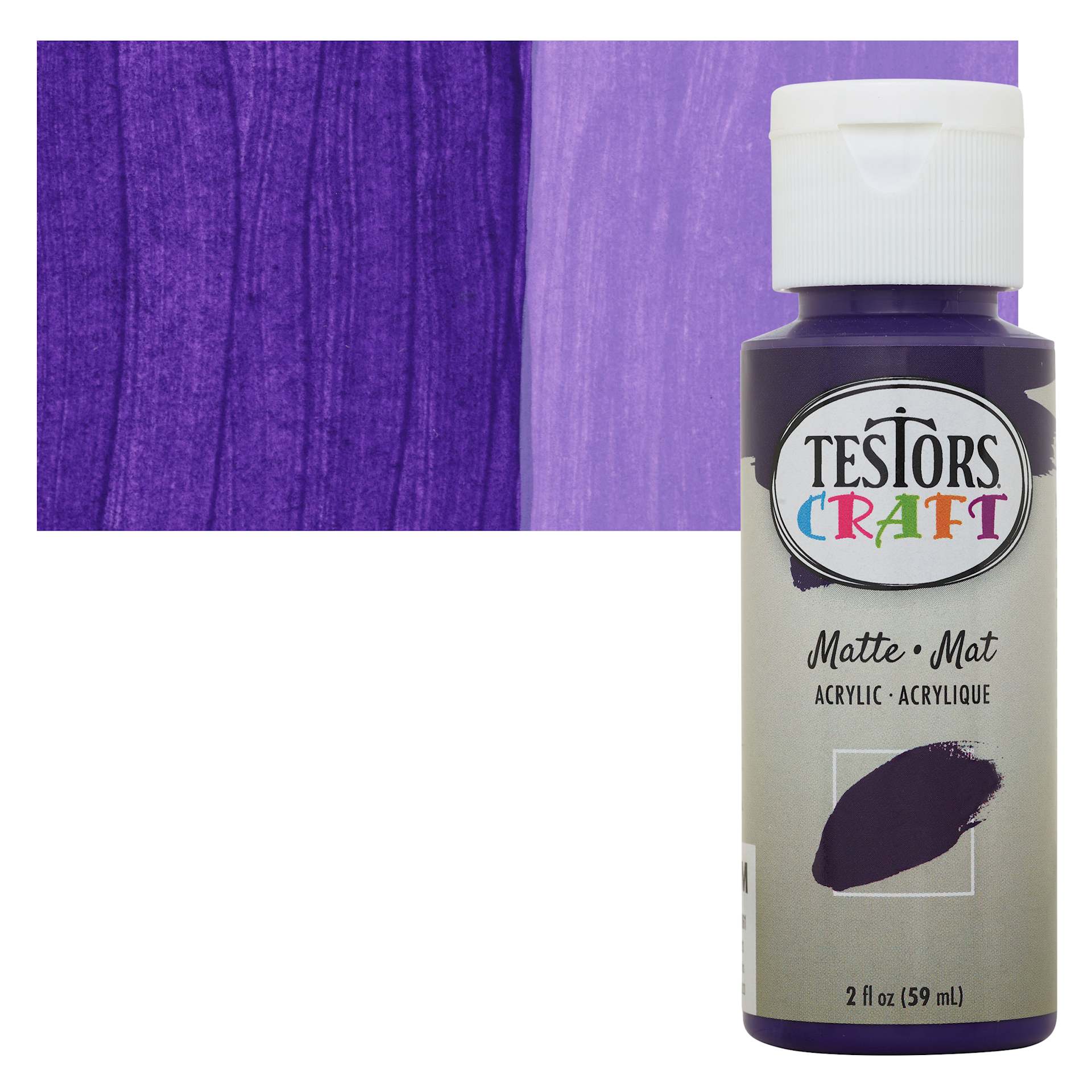 Testors Craft Acrylic Paint - Plum, 2 oz Bottle and swatch