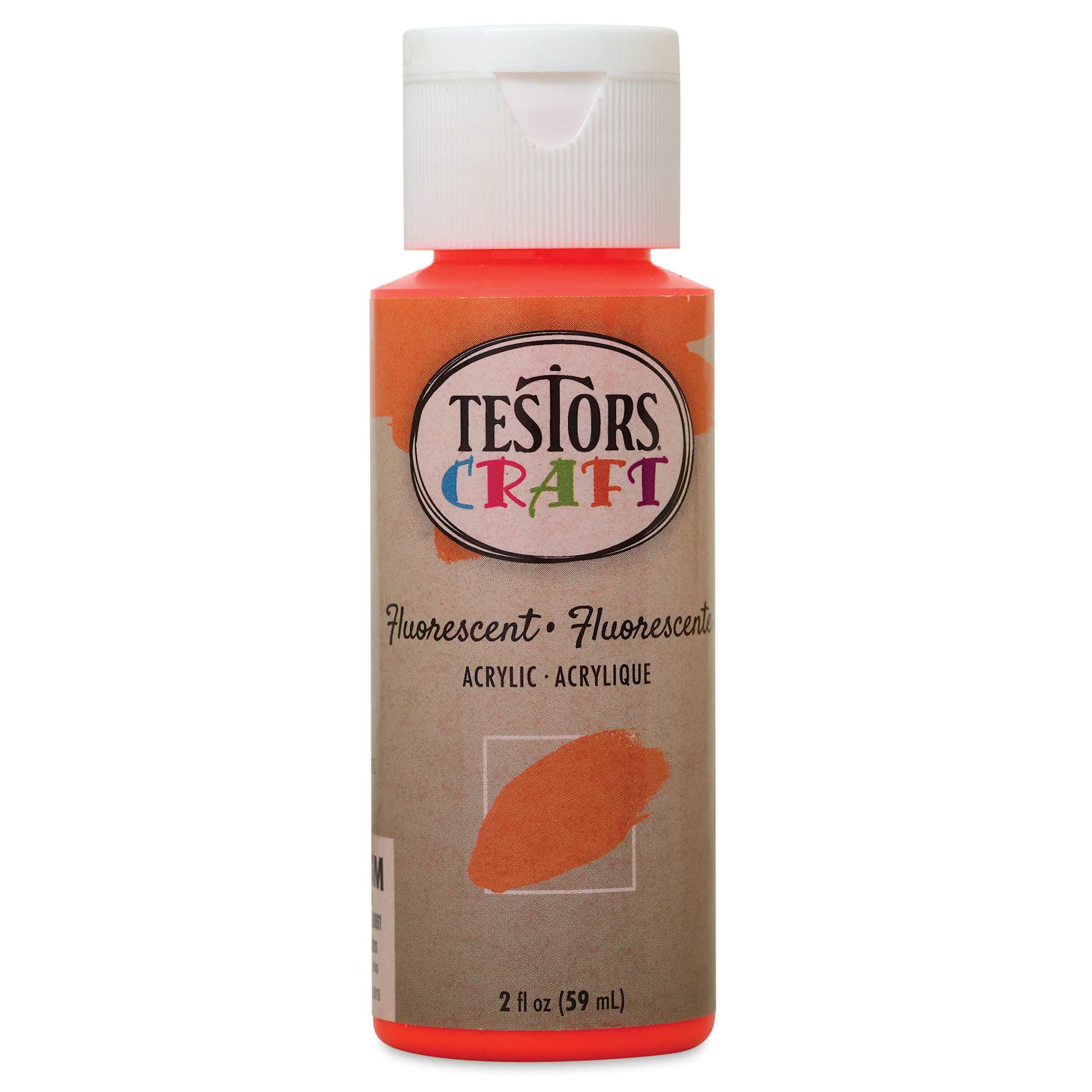 Testors Craft Acrylic Paint - Fluorescent Orange, 2 oz Bottle