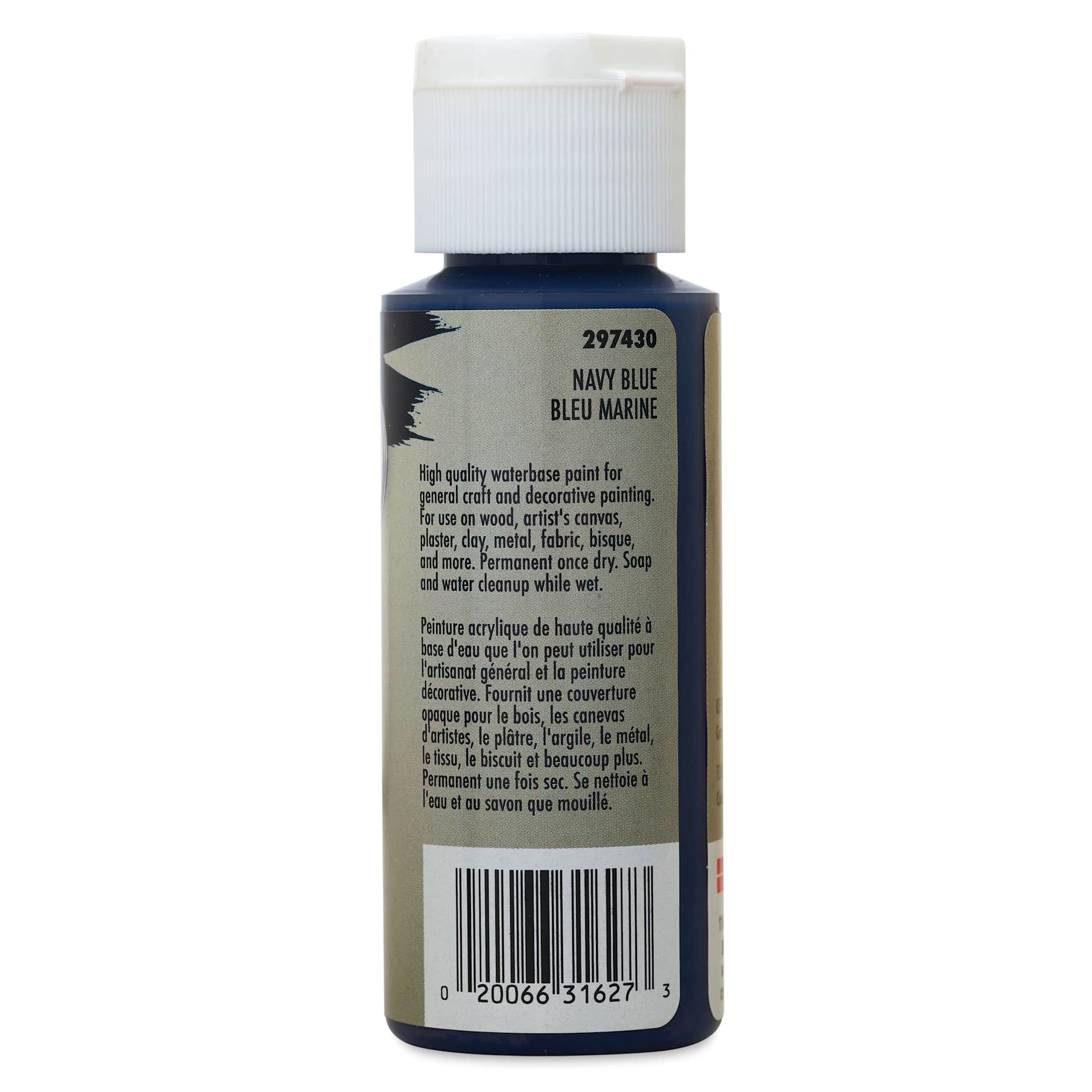Testors Craft Acrylic Paint - Navy Blue, back of a 2 oz Bottle