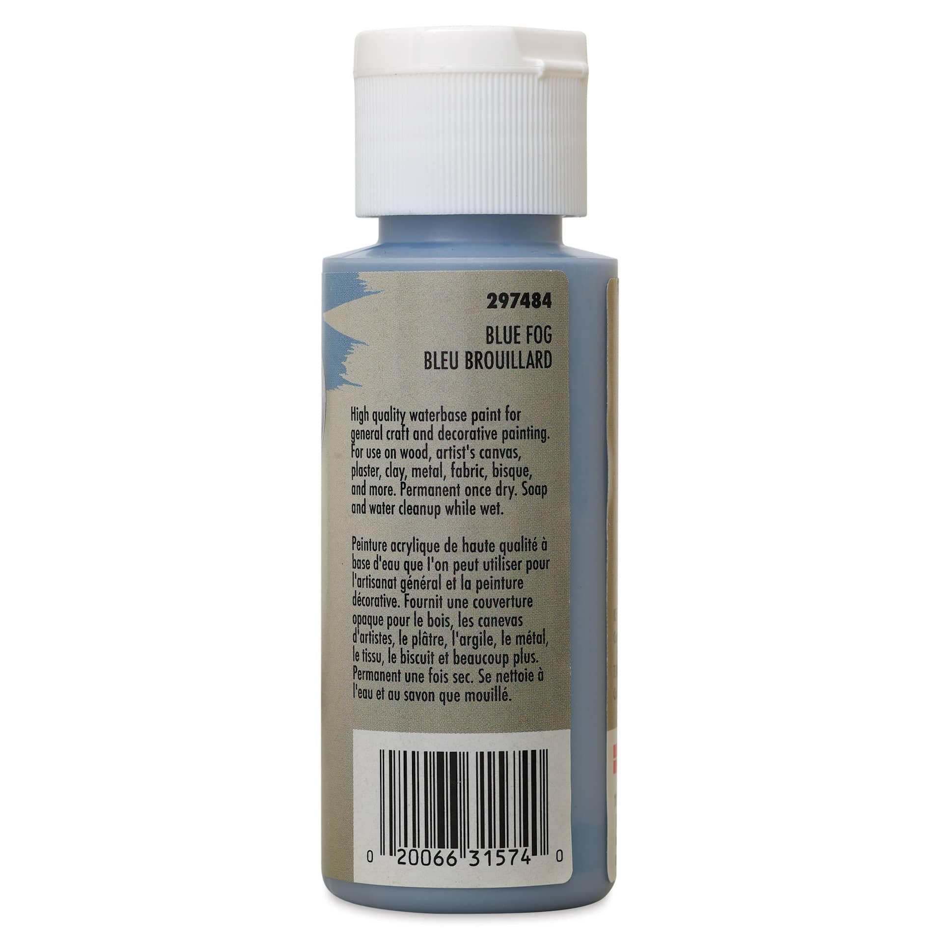 Testors Craft Acrylic Paint - Blue Fog, 2 oz back of bottle
