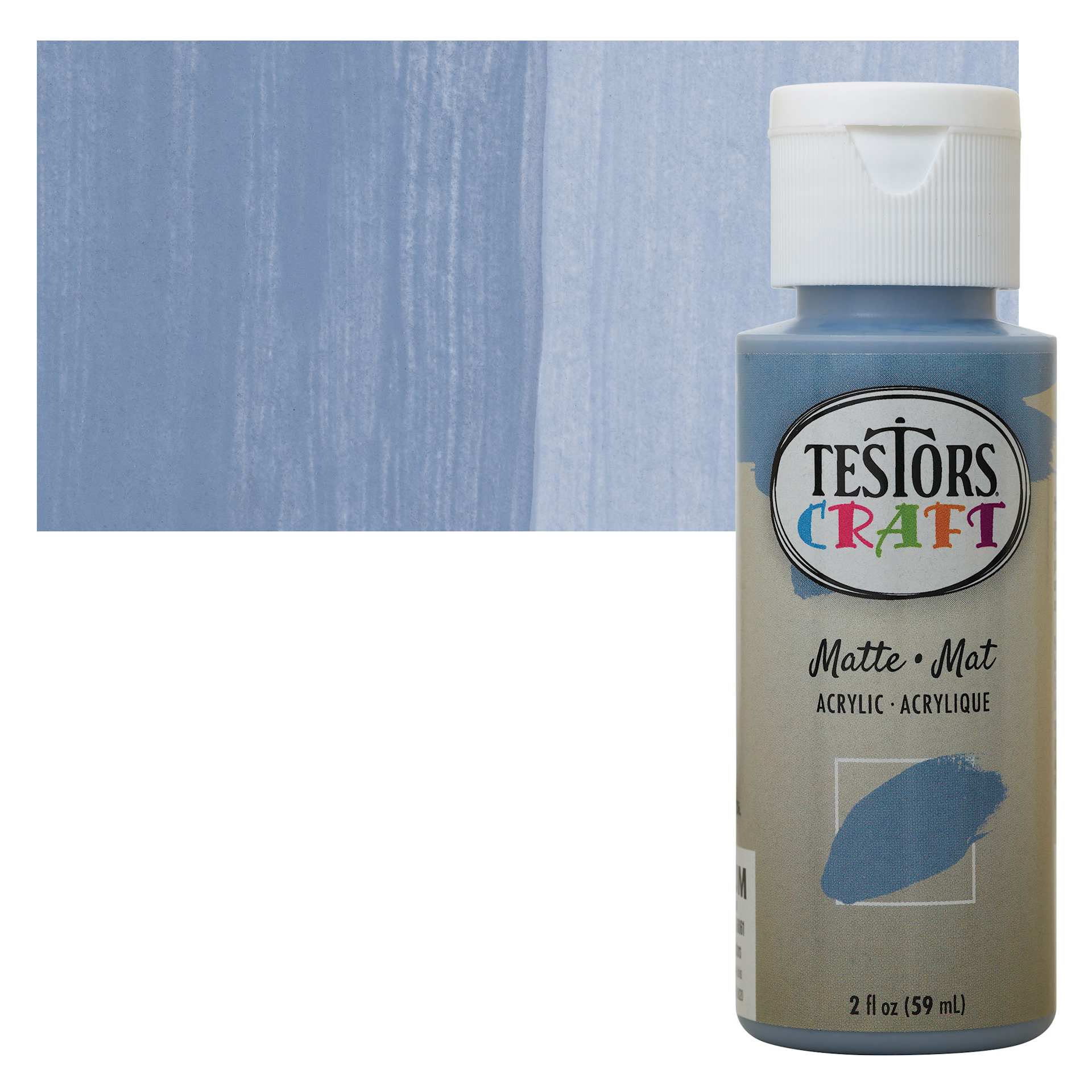 Testors Craft Acrylic Paint - Blue Fog, 2 oz Bottle and swatch