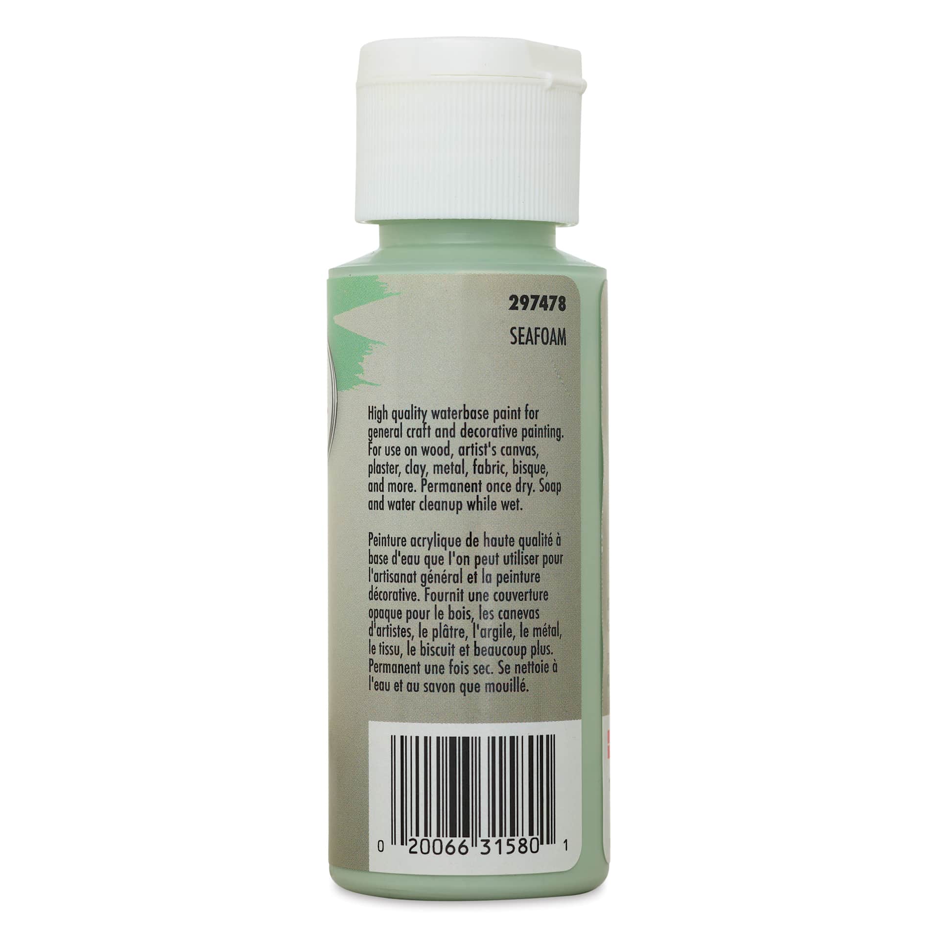Testors Craft Acrylic Paint - Seafoam, back of a 2 oz Bottle