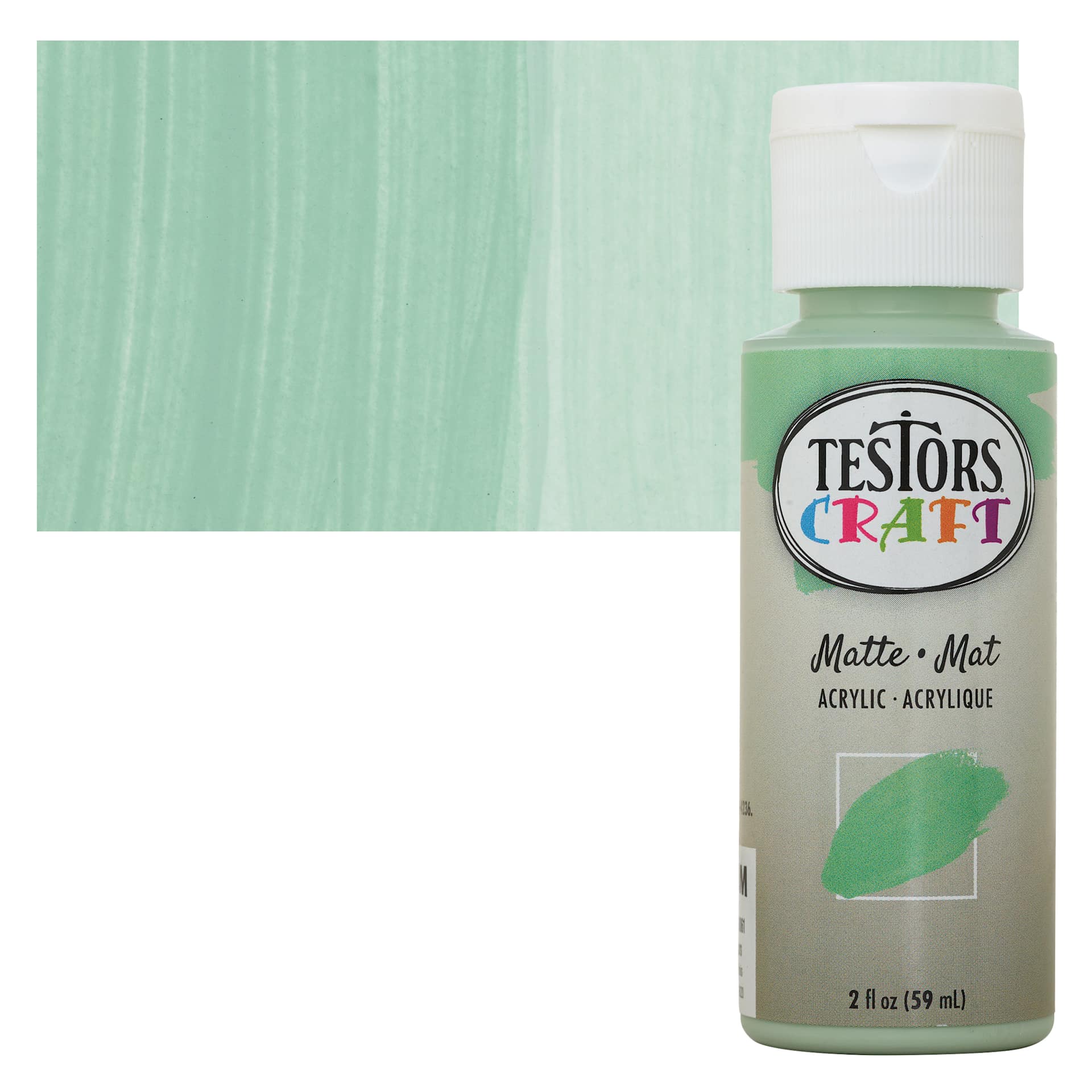 Testors Craft Acrylic Paint - Seafoam, 2 oz Bottle and swatch