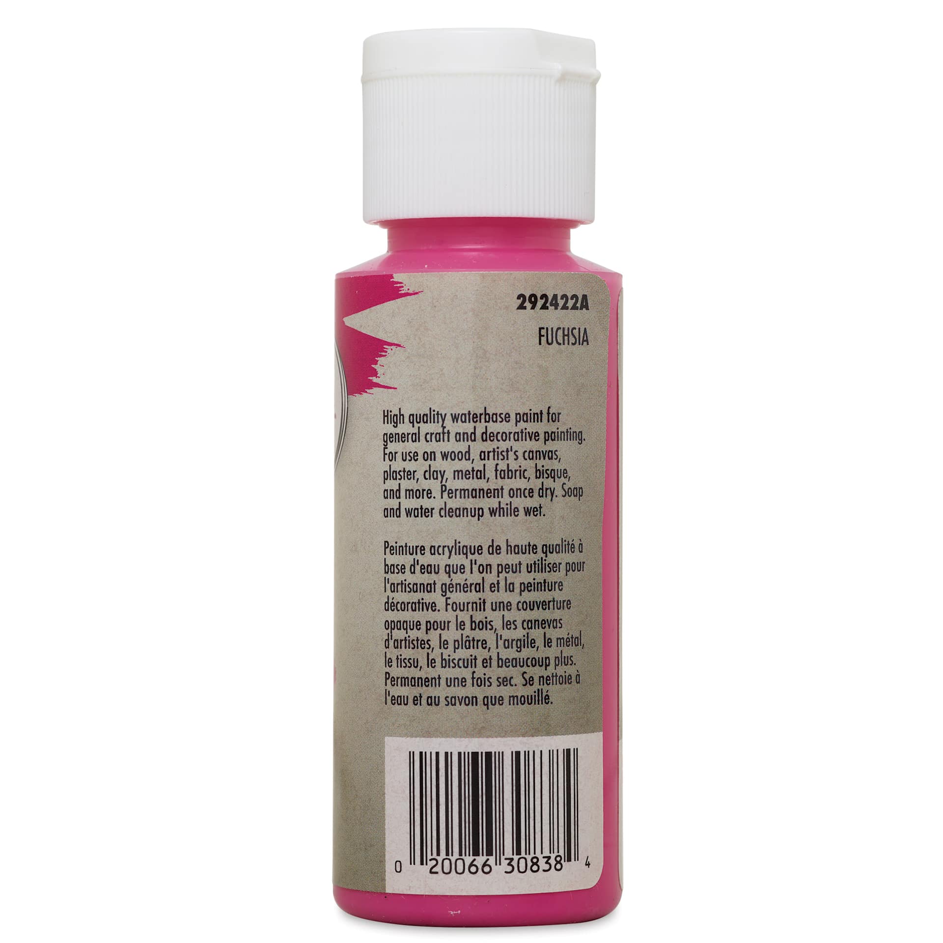 Testors Craft Acrylic Paint - Fuchsia, back of a 2 oz Bottle