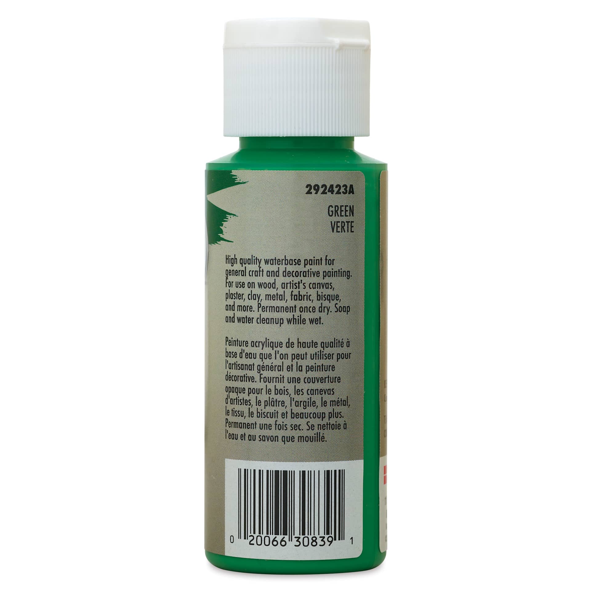 Testors Craft Acrylic Paint - Green, back of a 2 oz Bottle
