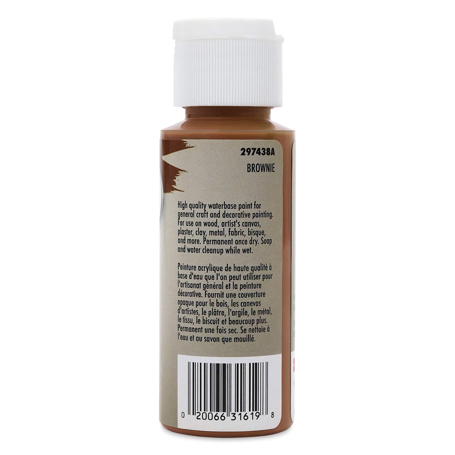 Testors Craft Acrylic Paint - Brownie, side of 2 oz Bottle