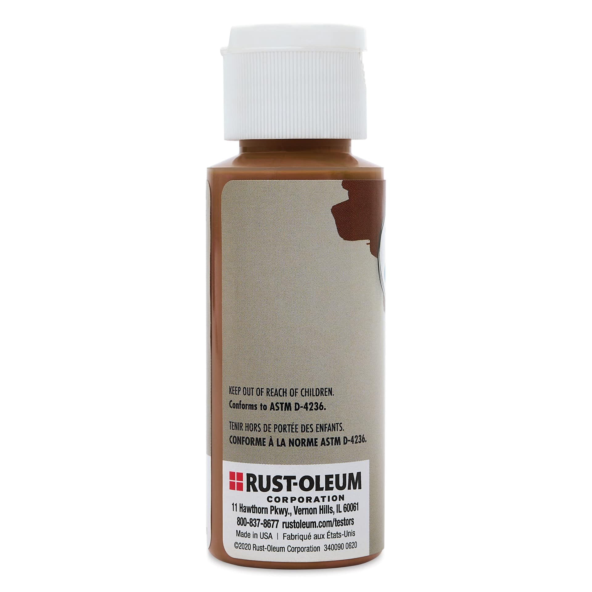 Testors Craft Acrylic Paint - Brownie, back of 2 oz Bottle