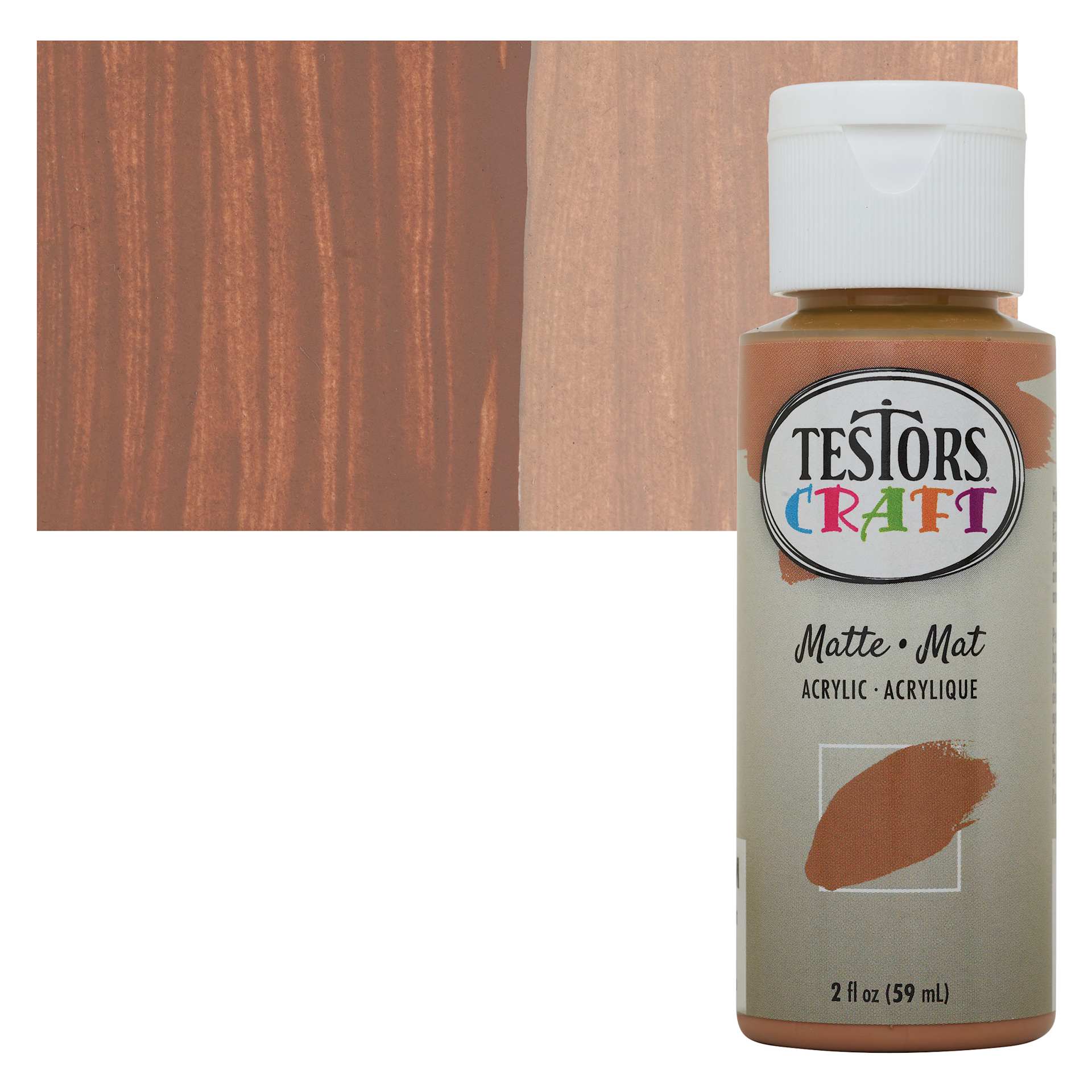 Testors Craft Acrylic Paint - Coffee, 2 oz Bottle and swatch