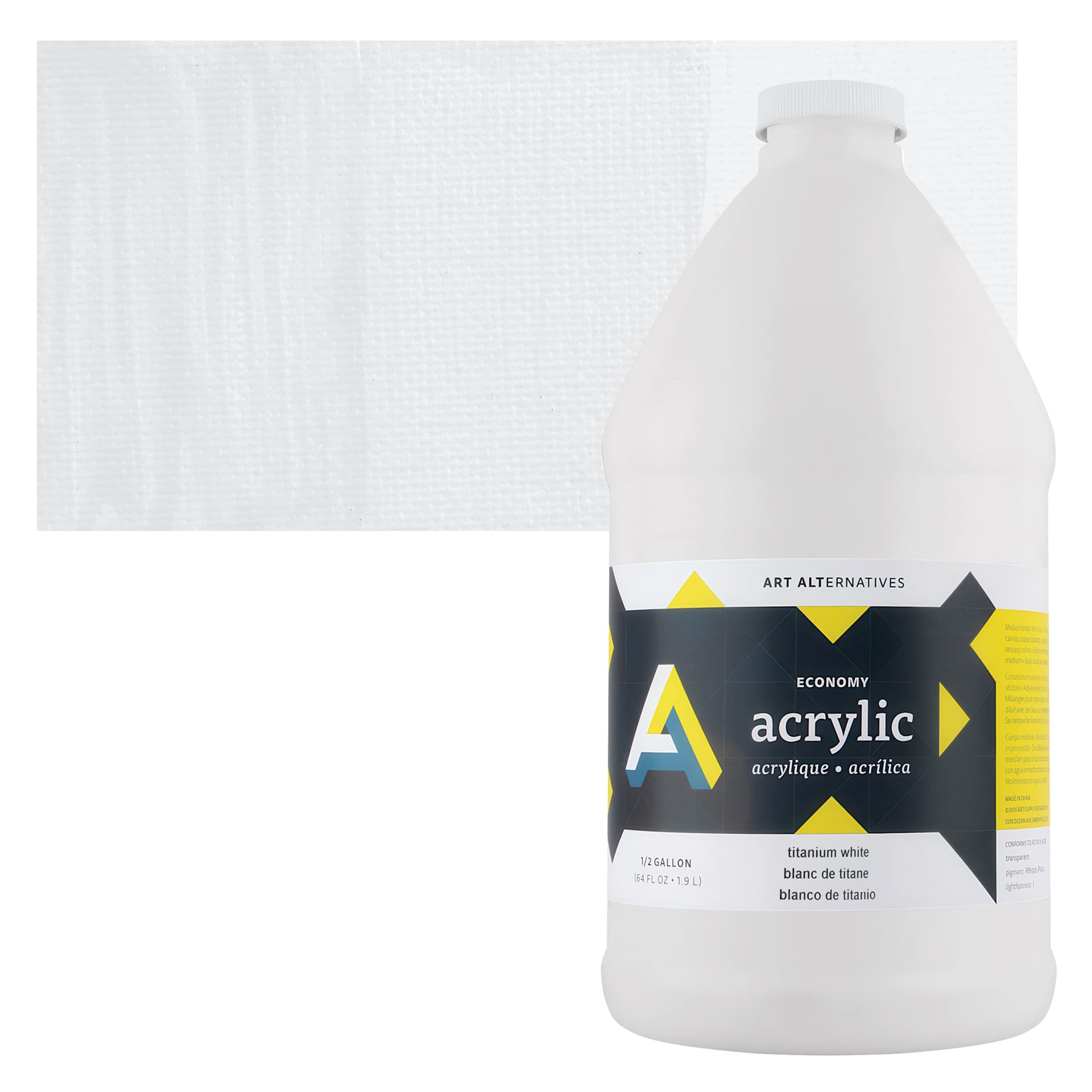 Art Alternatives Economy Acrylic - White, 1.9 L bottle and swatch