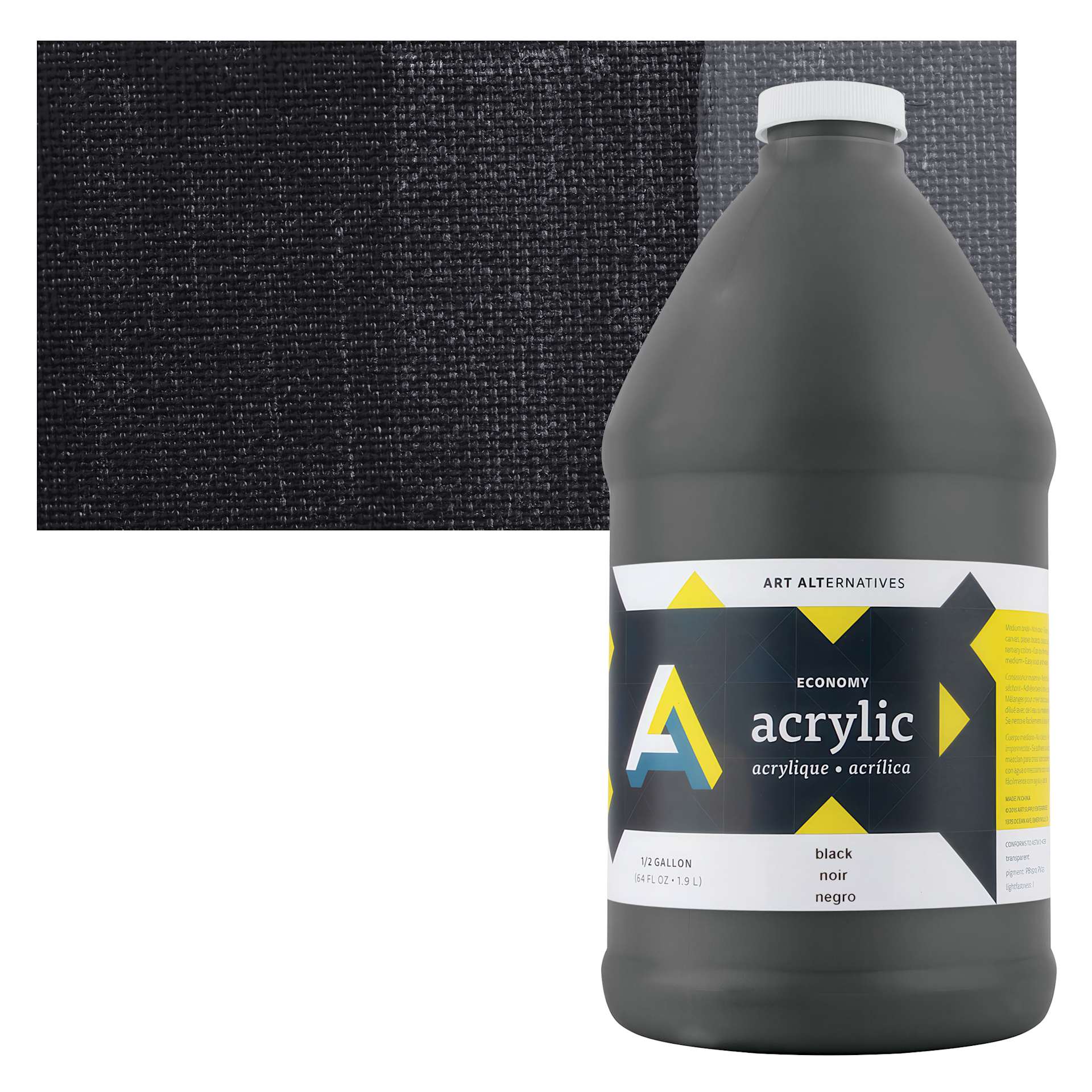 Art Alternatives Economy Acrylic -  Black, 1.9 L bottle and swatch
