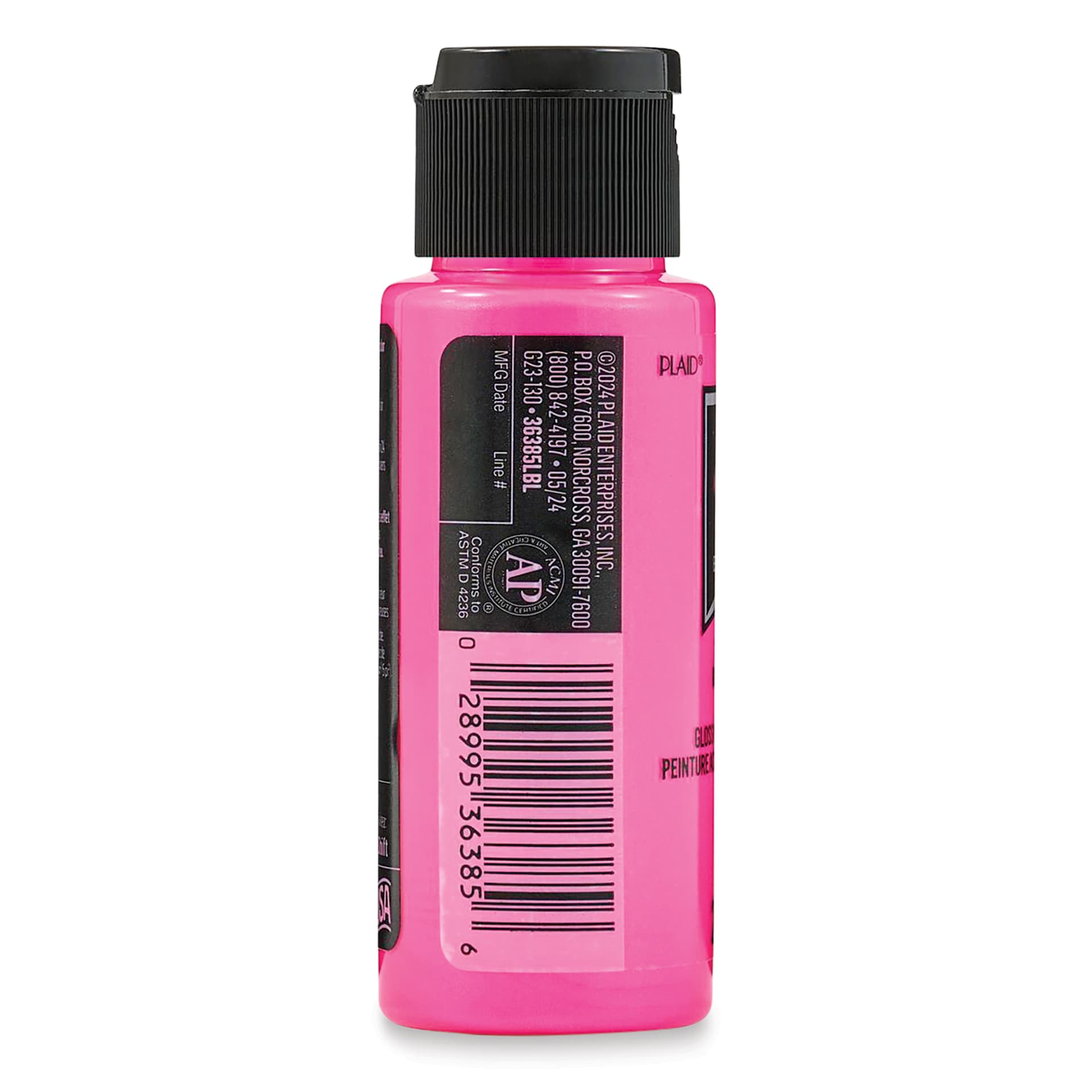 FolkArt Colorshift Blacklight Acrylic Paint - Pink, back of a 2 oz bottle