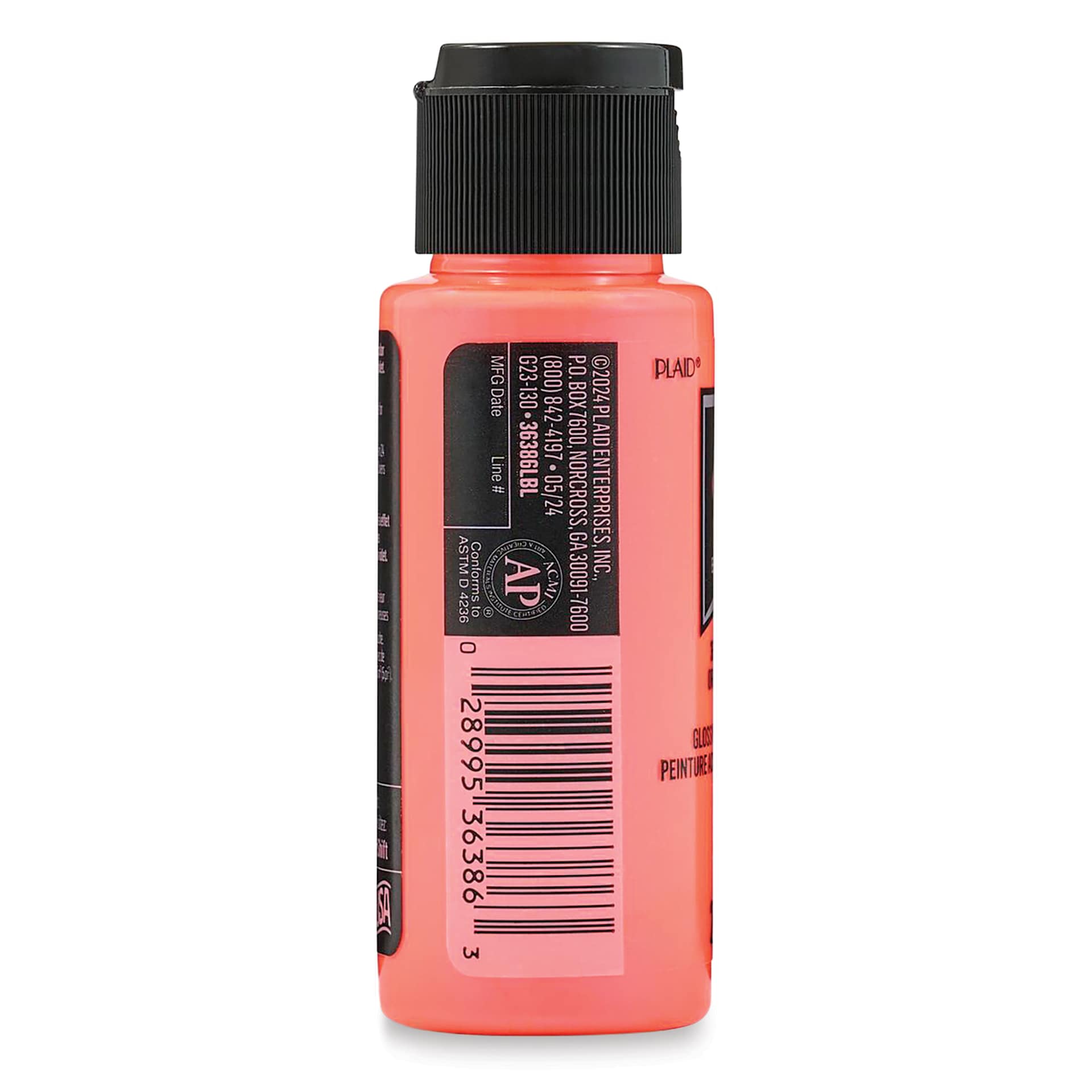 FolkArt Colorshift Blacklight Acrylic Paint - Orange, side of a 2 oz bottle