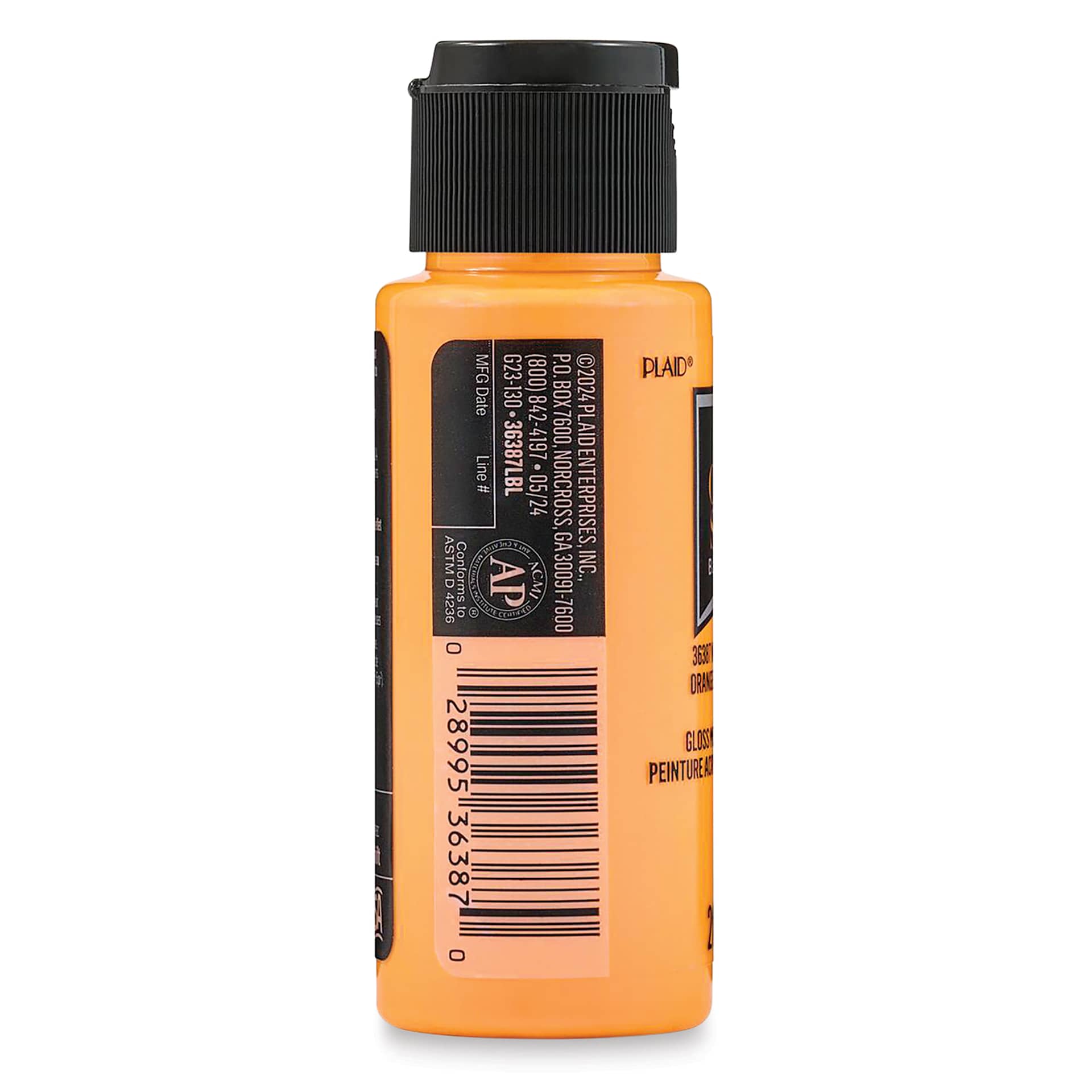 FolkArt Colorshift Blacklight Acrylic Paint - Yellow Orange, side of a 2 oz bottle
