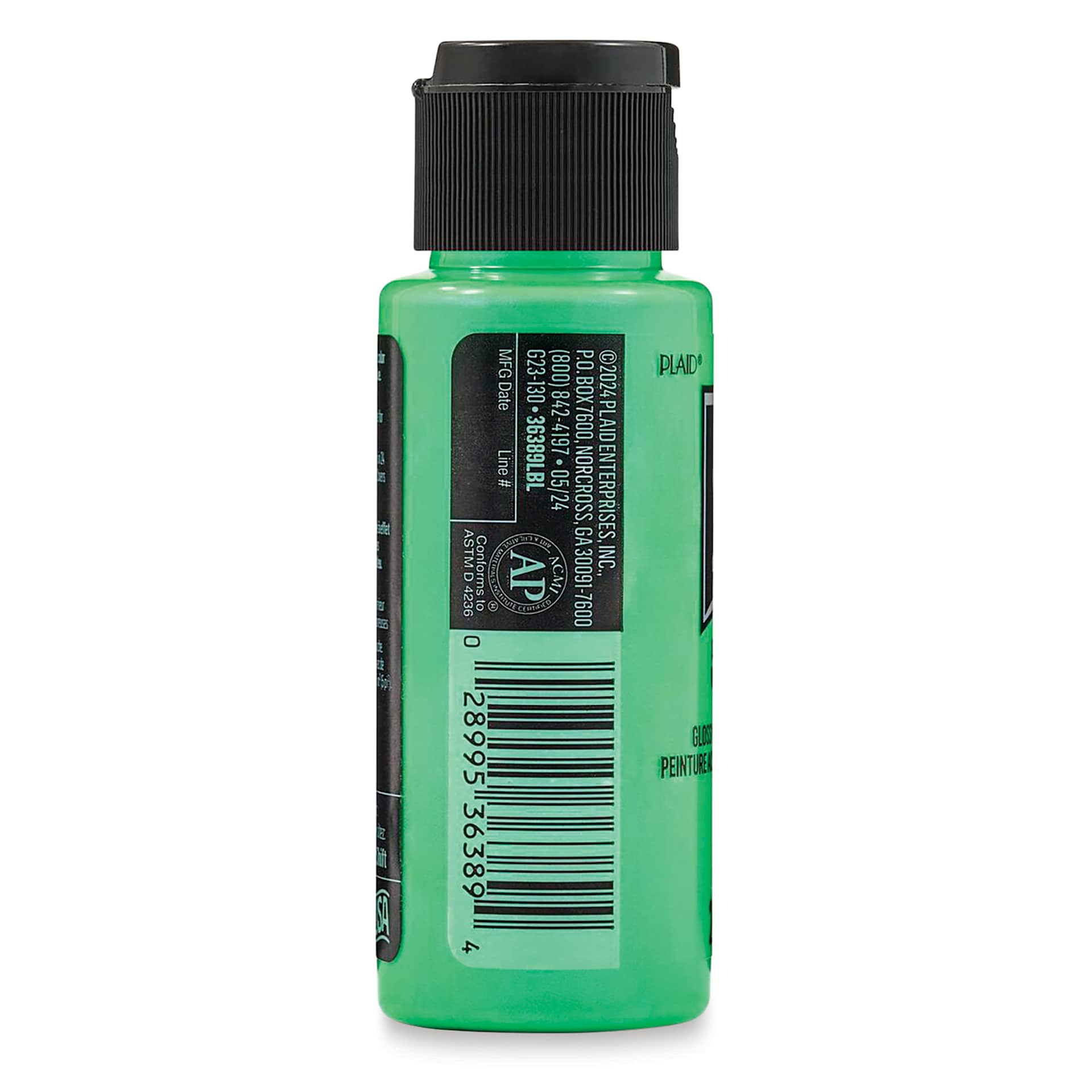 FolkArt Colorshift Blacklight Acrylic Paint - Green, back of a 2 oz bottle