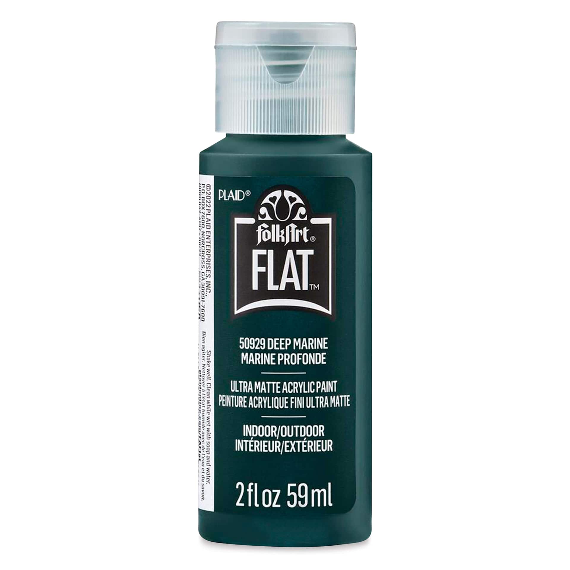 FolkArt Flat Ultra Matte Acrylic Paint - Deep Marine, 2 oz, front of bottle