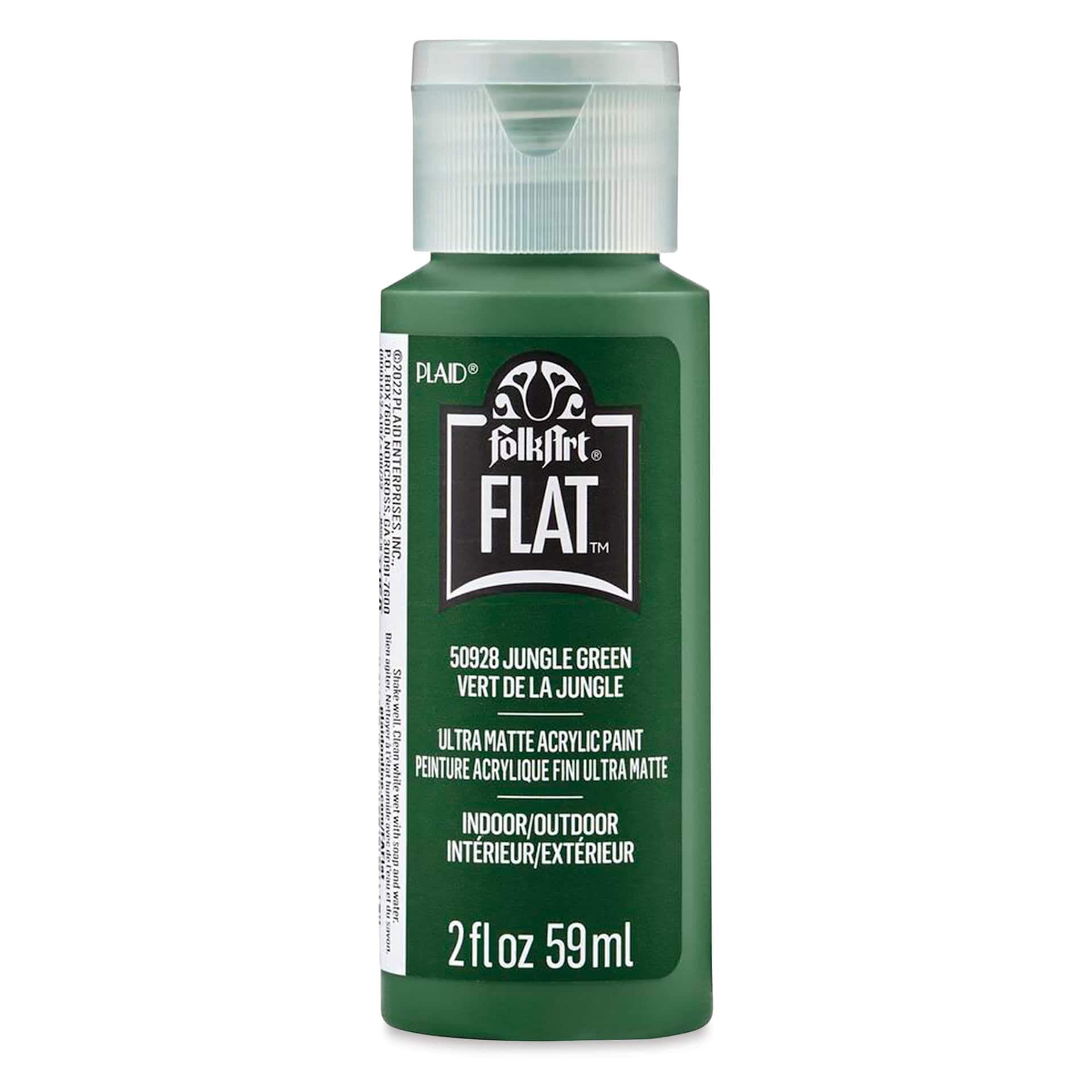 FolkArt Flat Ultra Matte Acrylic Paint - Jungle Green, 2 oz, front of bottle