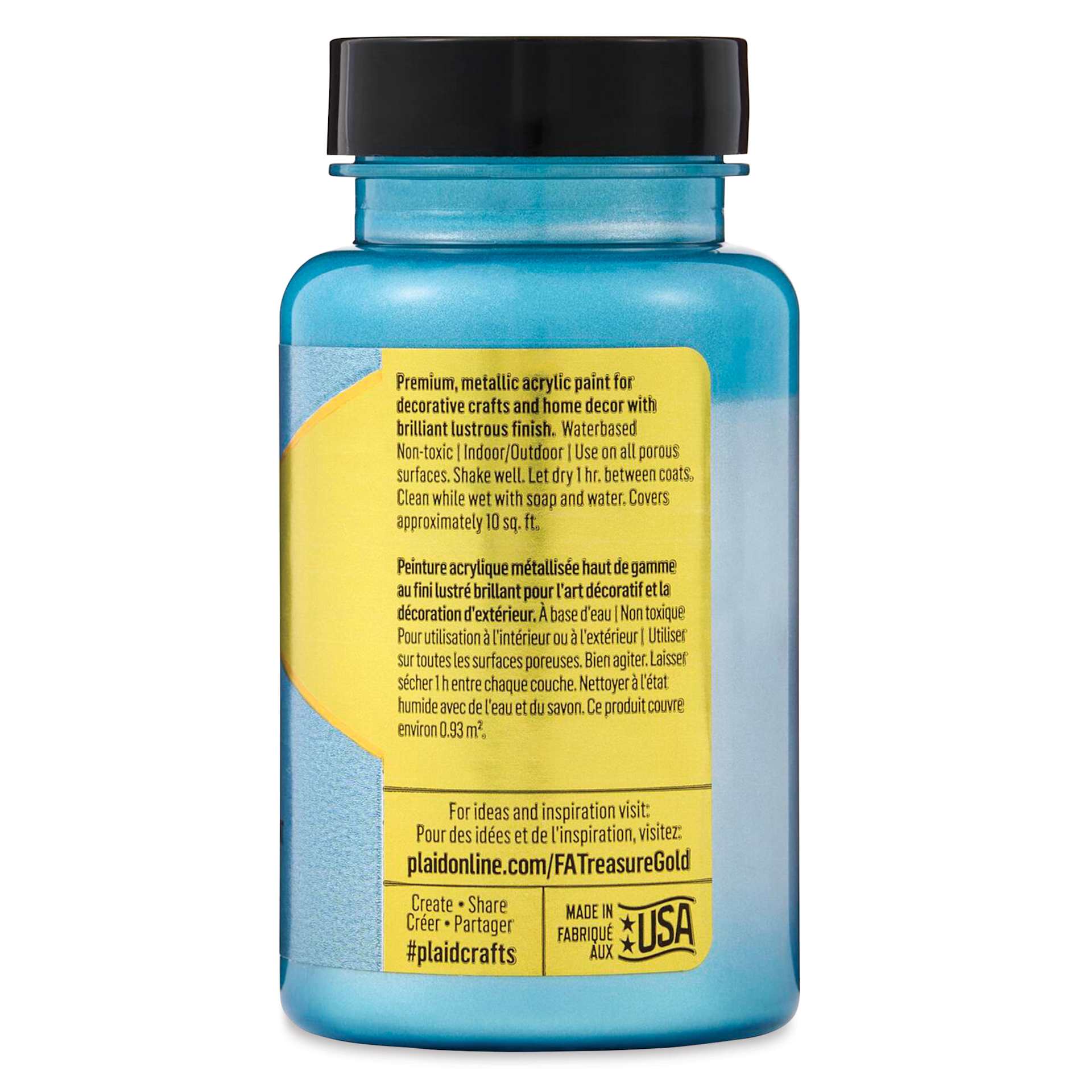 FolkArt Treasure Gold Acrylic Paint - Blue Quartz, 4 oz Jar, back