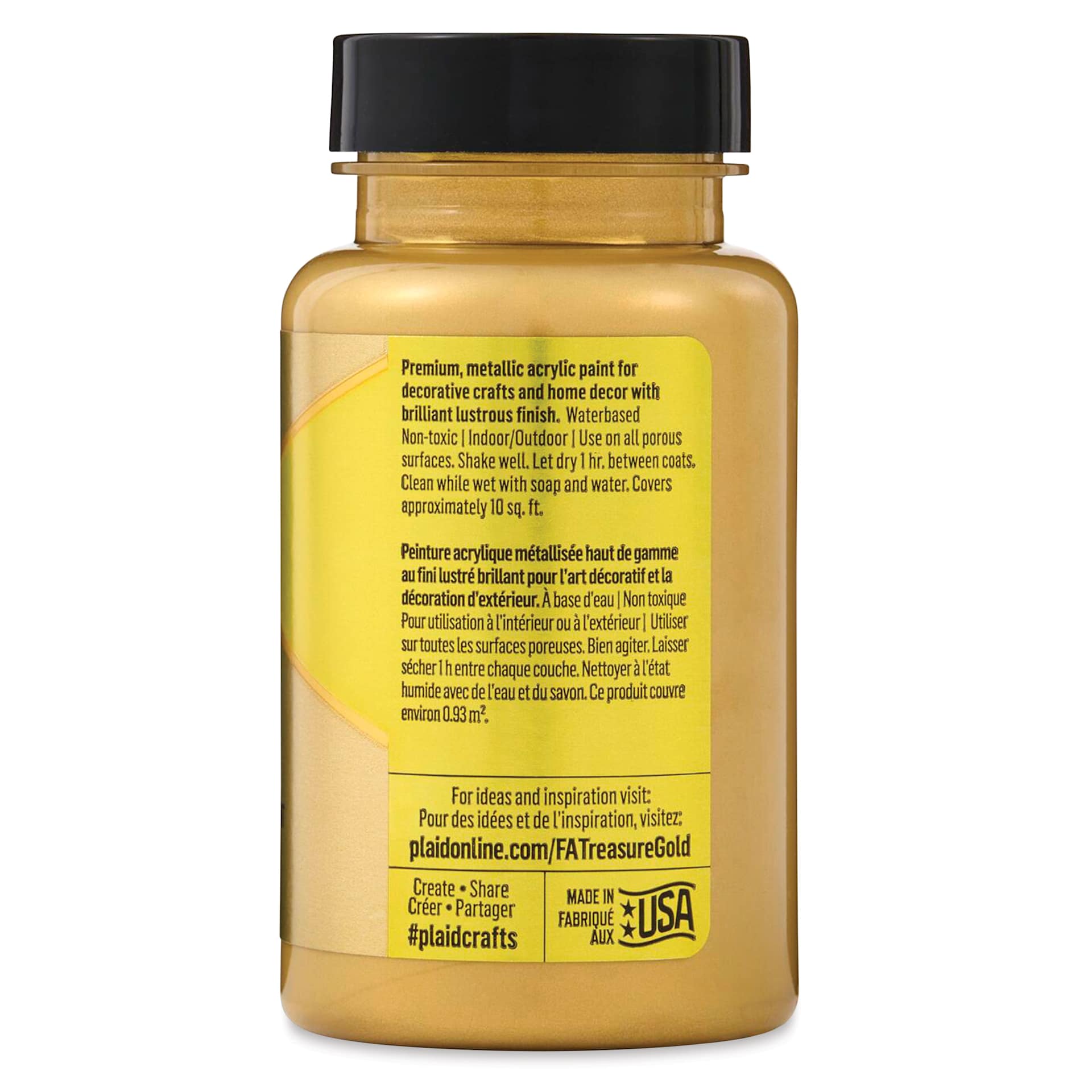 FolkArt Treasure Gold Acrylic Paint - Gold, 4 oz Jar, back