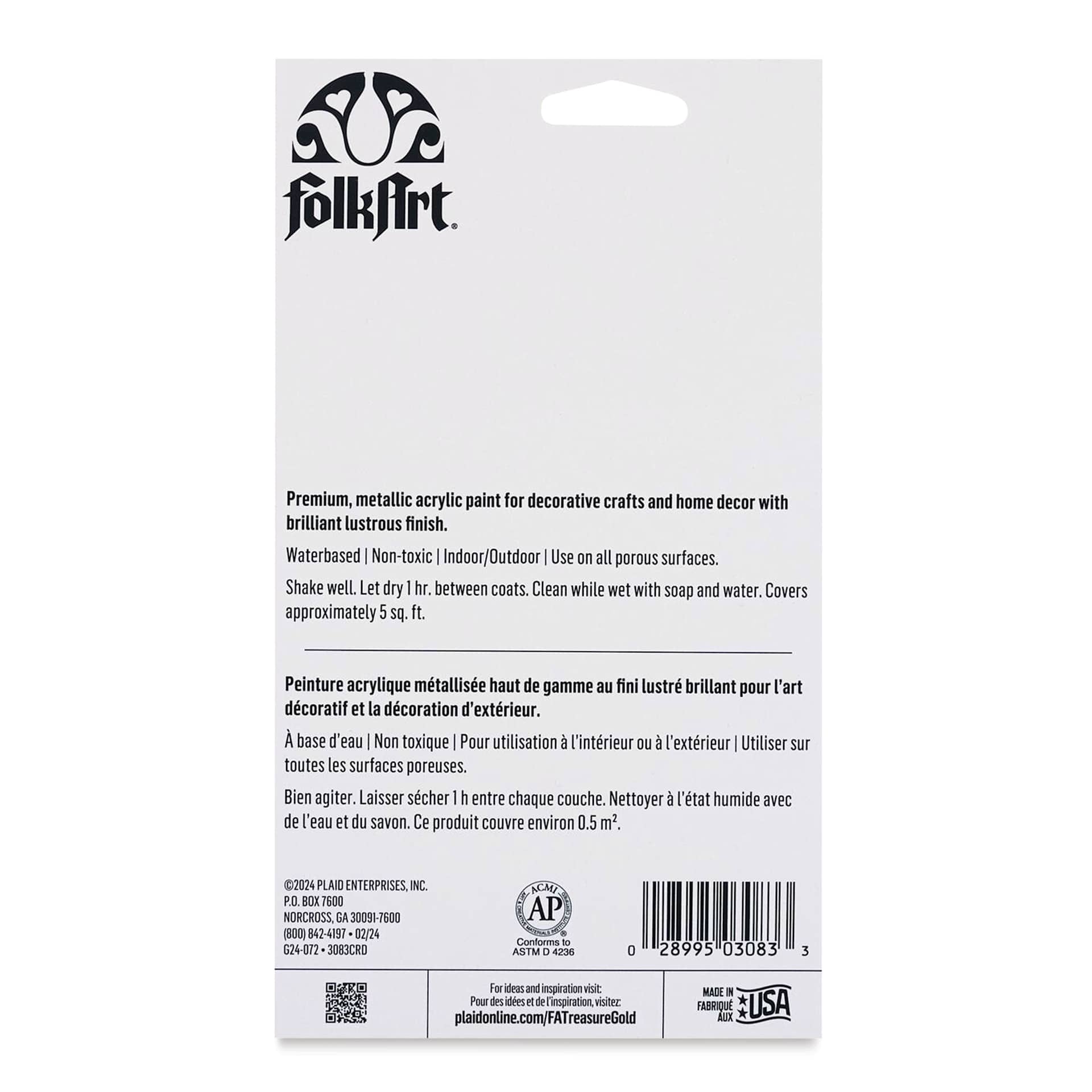 FolkArt Treasure Gold Acrylic Paint - Rose Gold, 2 oz Jar, back