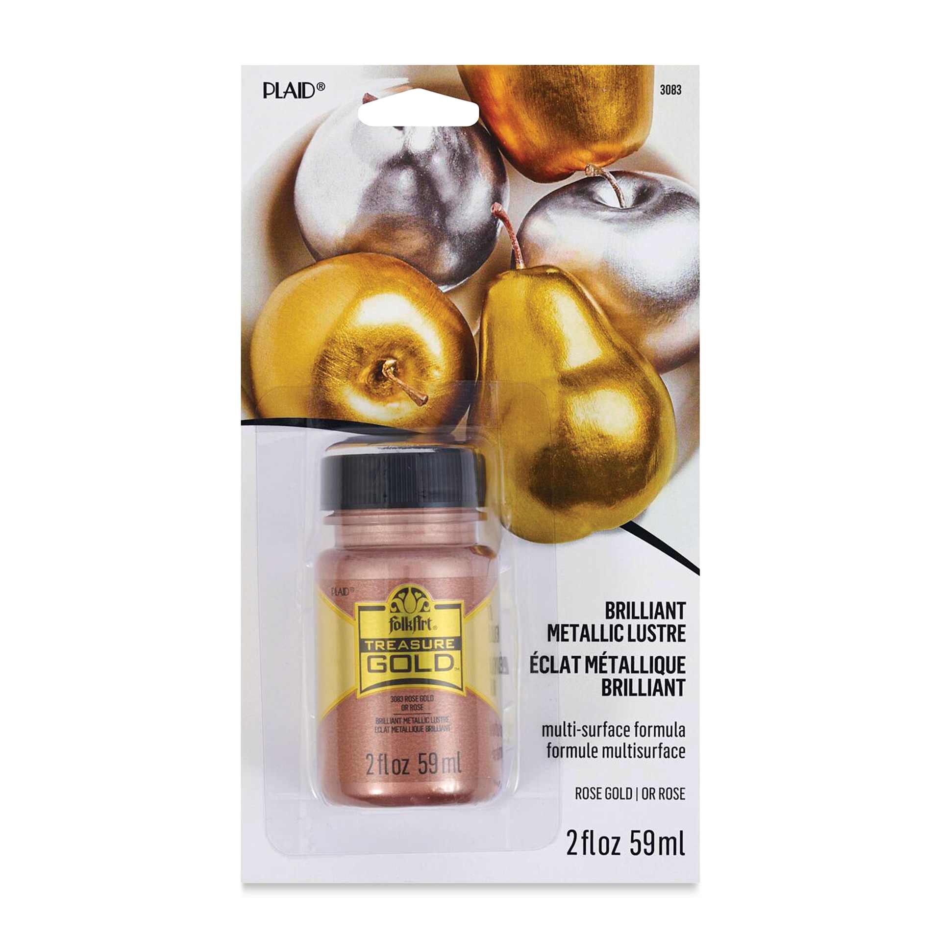 FolkArt Treasure Gold Acrylic Paint - Rose Gold, 2 oz Jar, front