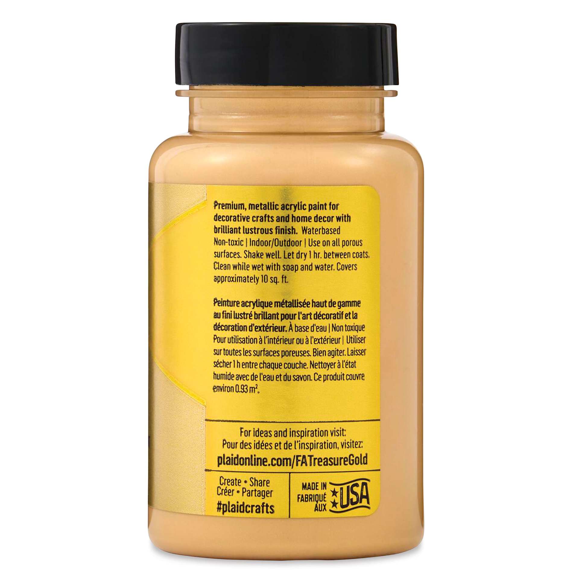 FolkArt Treasure Gold Acrylic Paint - Mayan Gold, 4 oz Jar, back