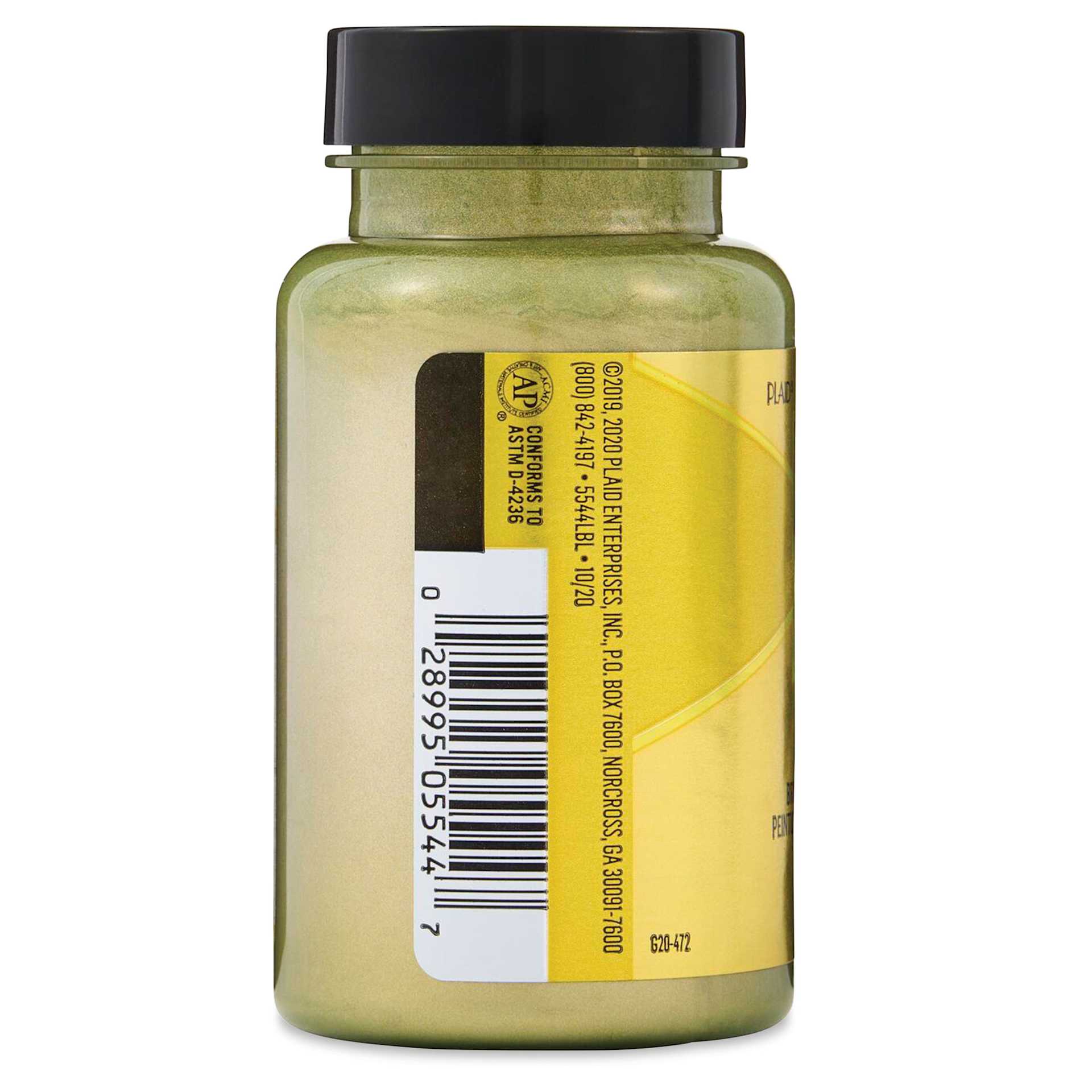 FolkArt Treasure Gold Acrylic Paint - Green Gold, 4 oz Jar, side