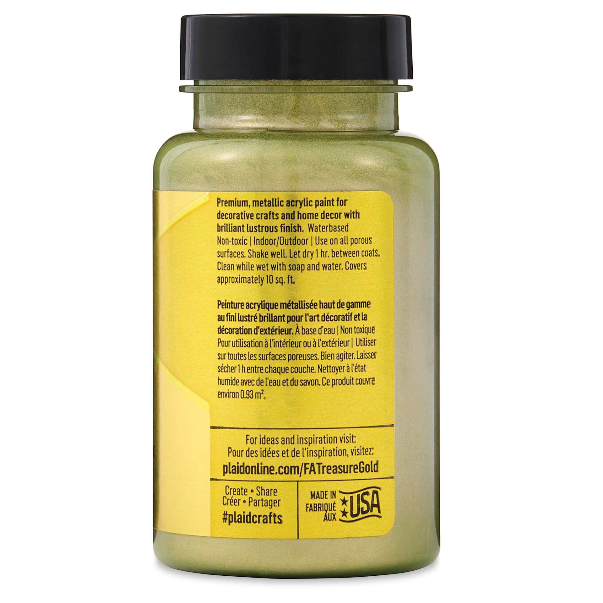 FolkArt Treasure Gold Acrylic Paint - Green Gold, 4 oz Jar, back