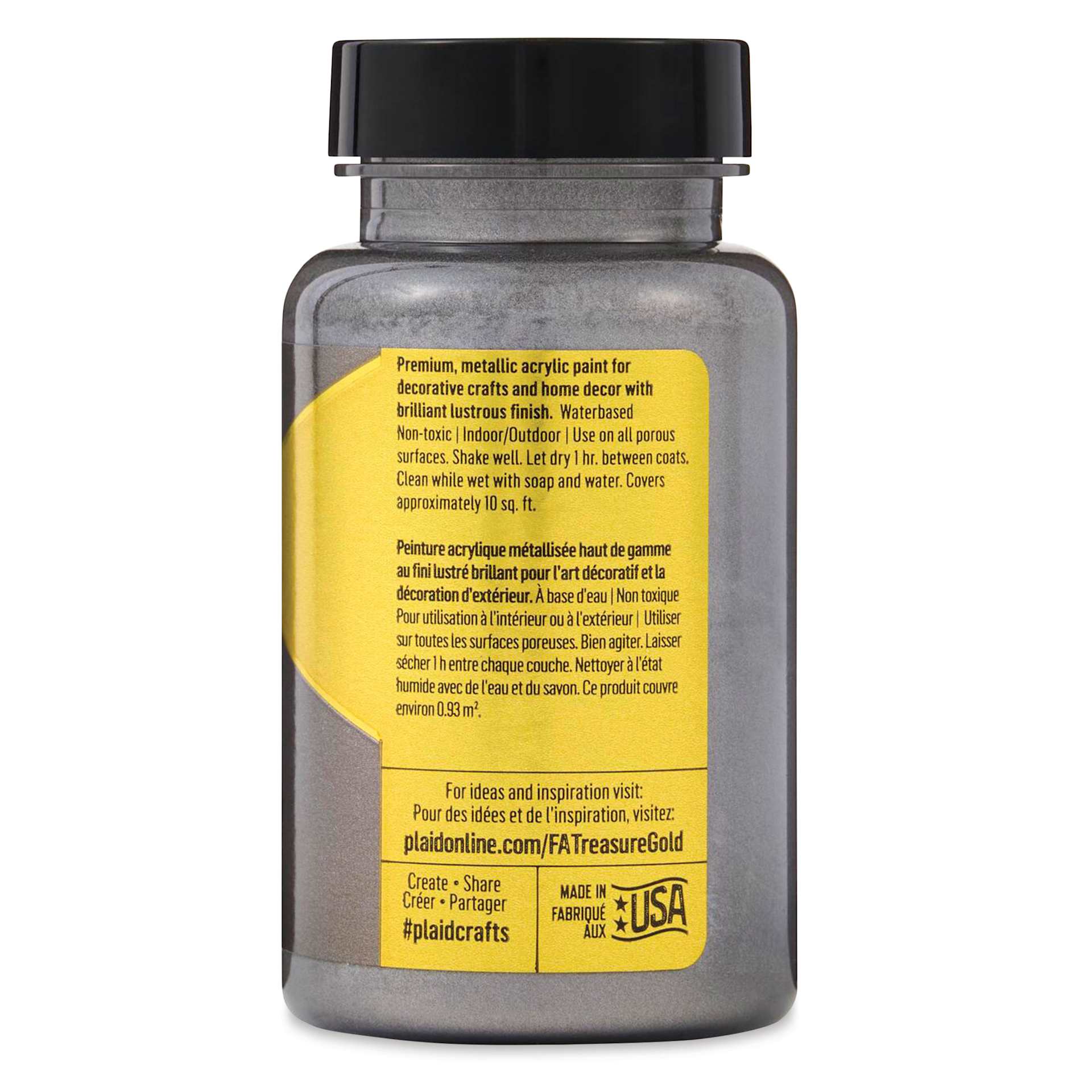 FolkArt Treasure Gold Acrylic Paint - Antique Silver, 4 oz Jar, back