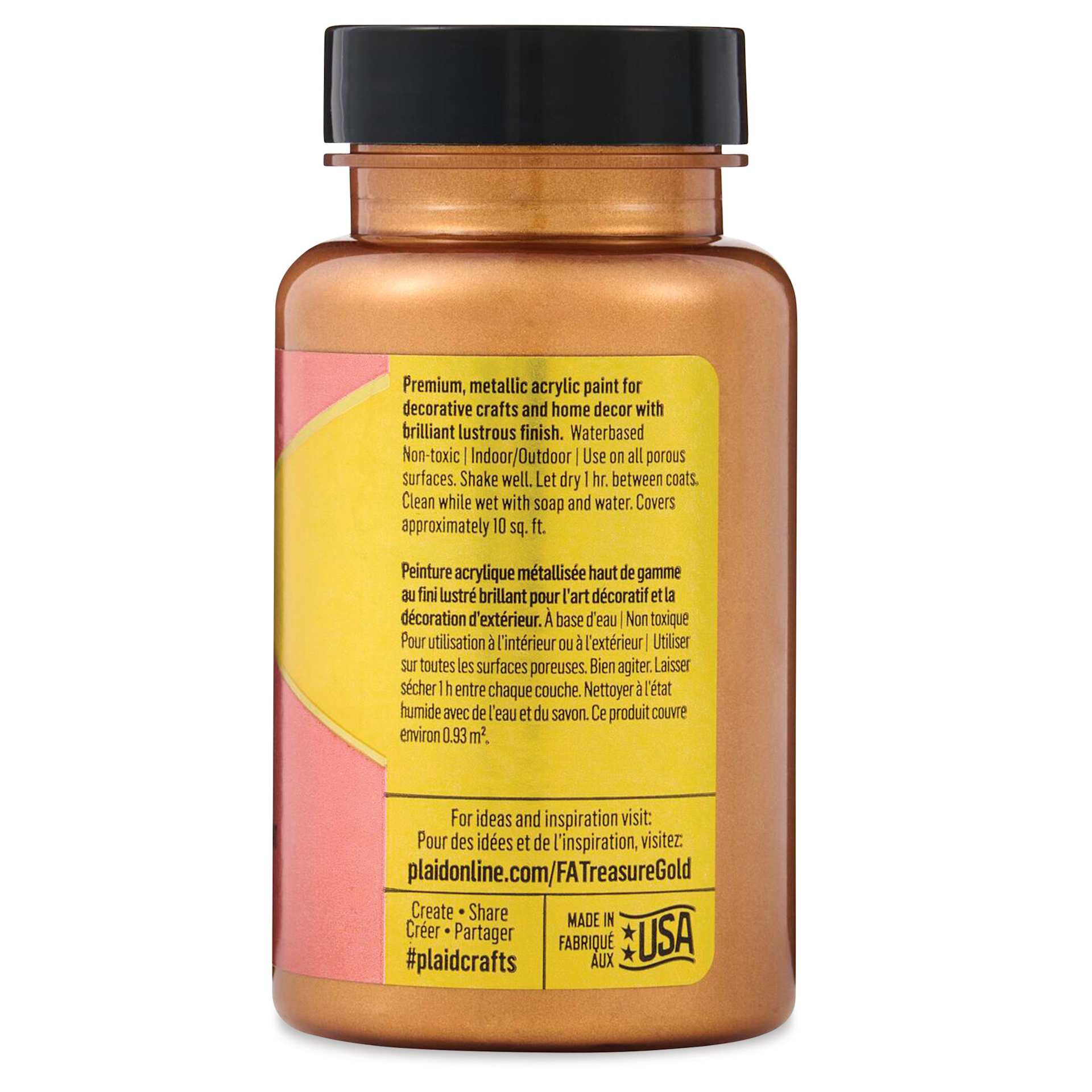 FolkArt Treasure Gold Acrylic Paint - Copper, 4 oz Jar, back