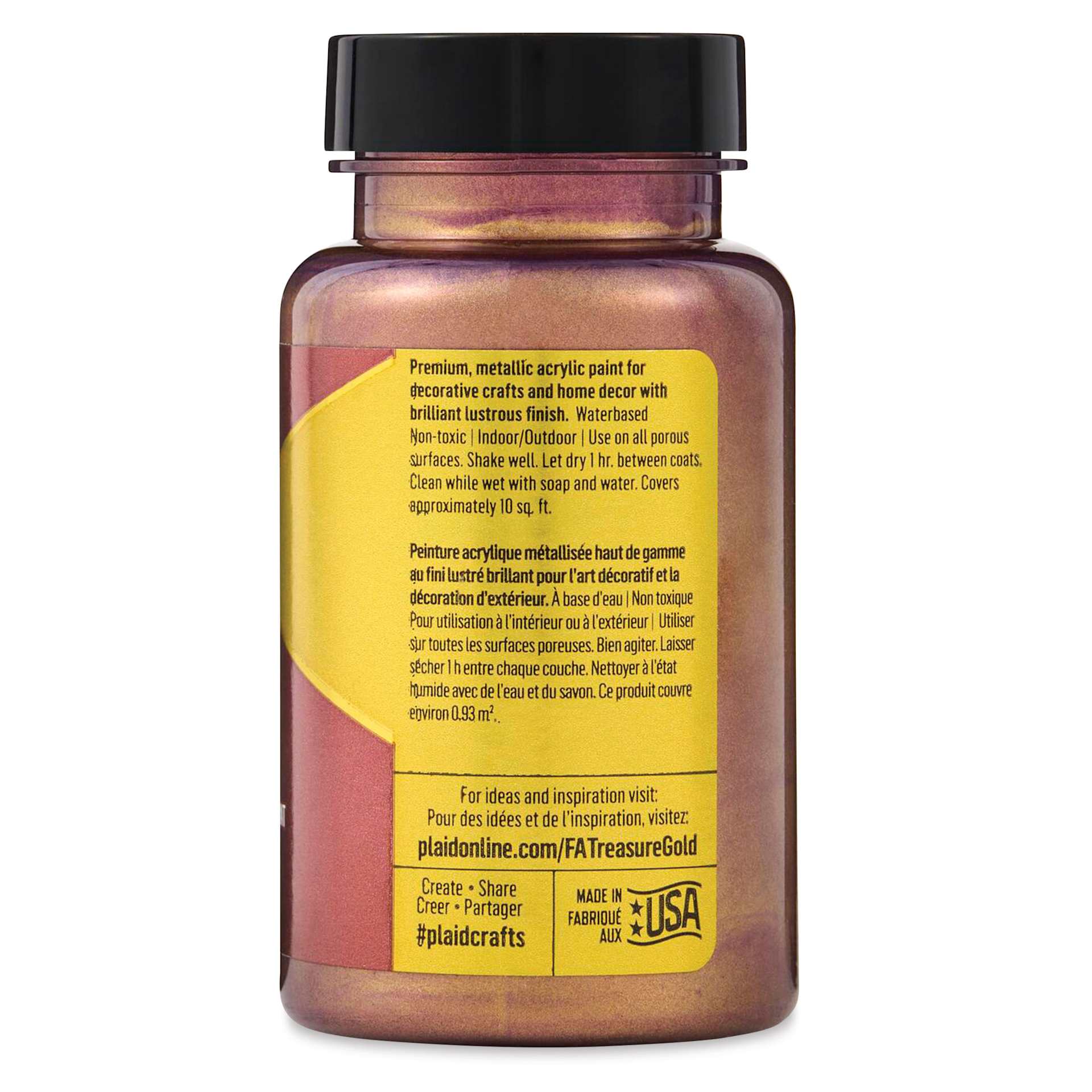 FolkArt Treasure Gold Acrylic Paint - Antique Copper, 4 oz Jar, side