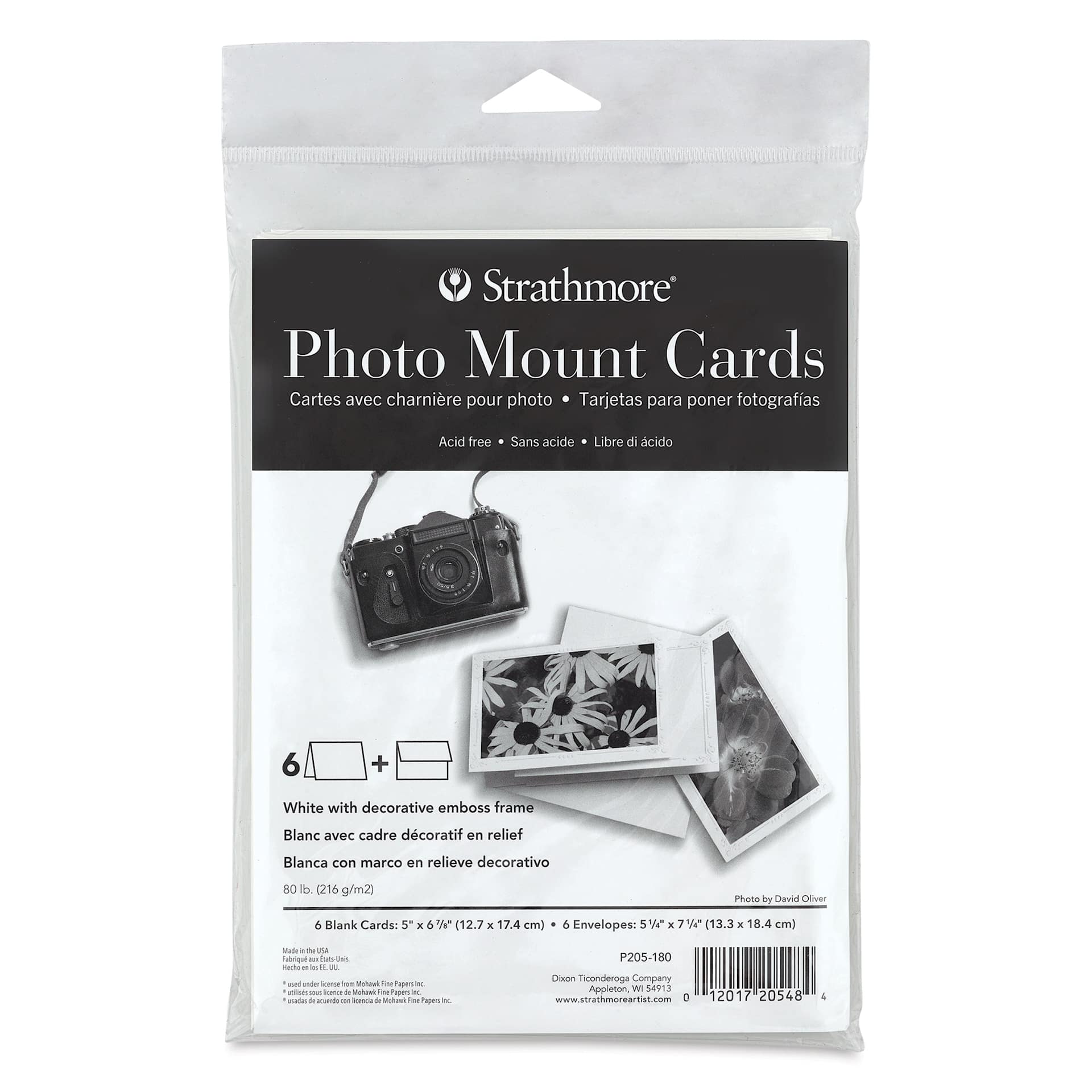 Strathmore Photo Mount Cards and Envelopes - Decorative Emboss, front of the packaging of 6