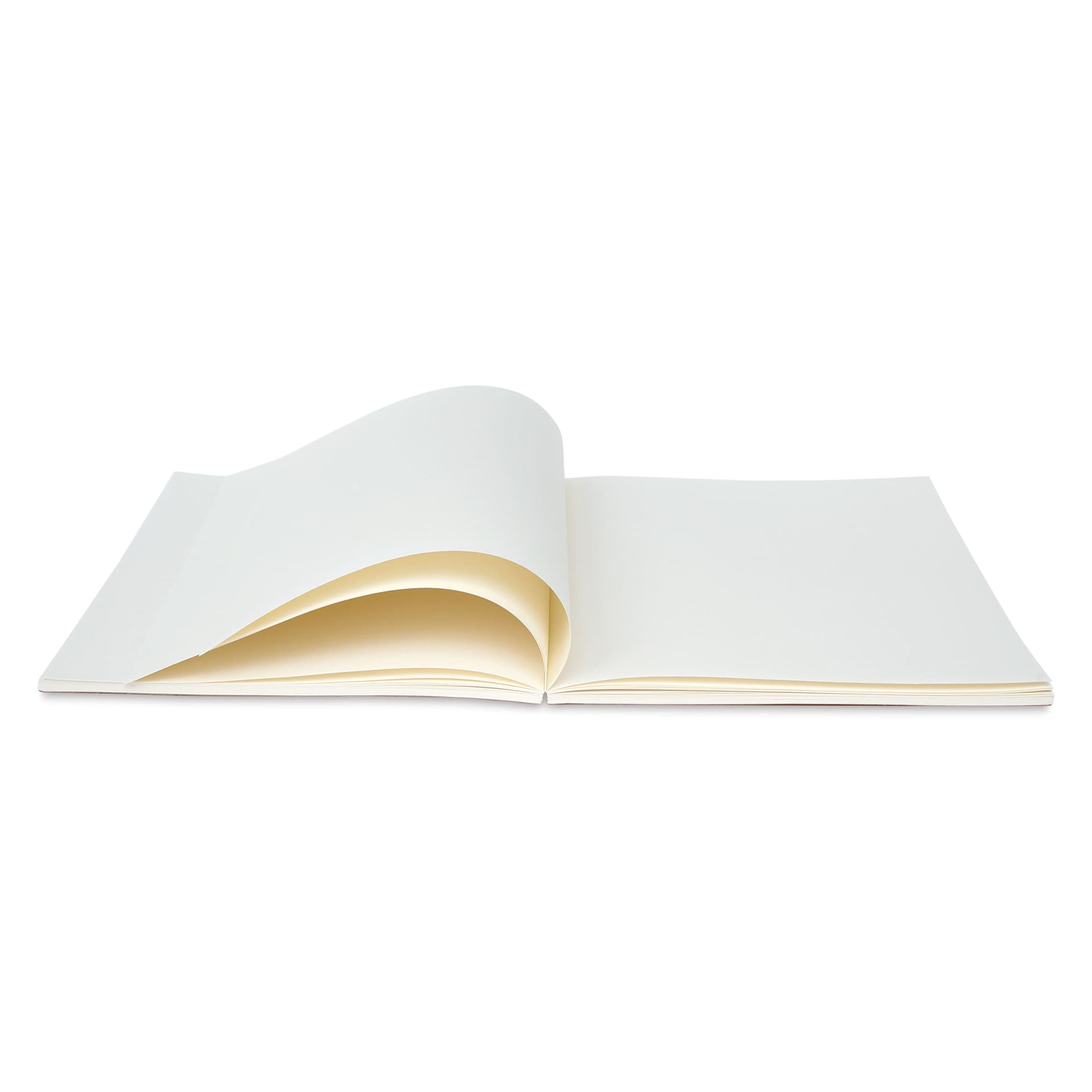 Pacific Arc Sketchbook - Kraft, 8.5" x 11", open, angled view