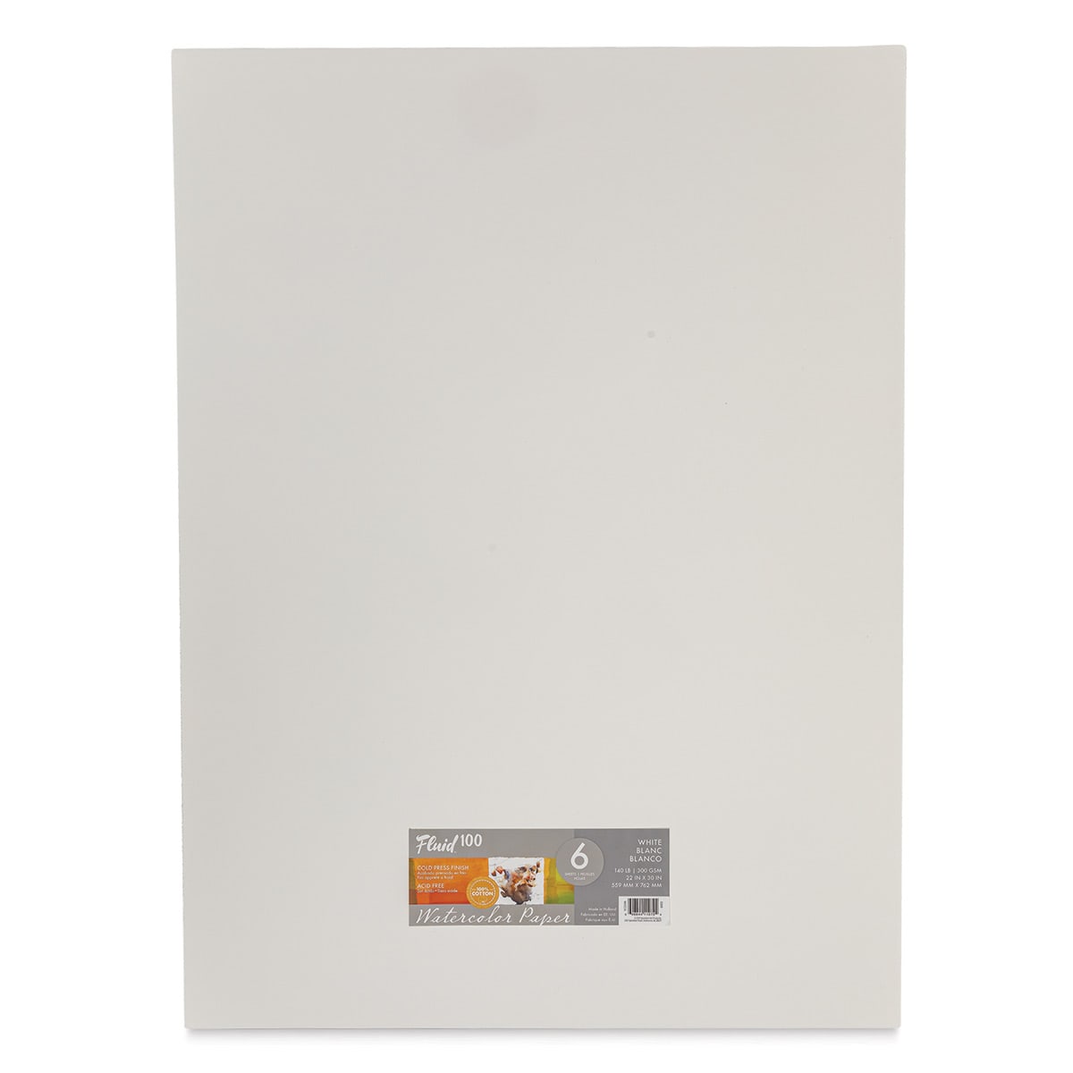 Fluid 100 Watercolor Paper - 22" x 30", Pkg of 6 Sheets, 140 lb, Cold Press