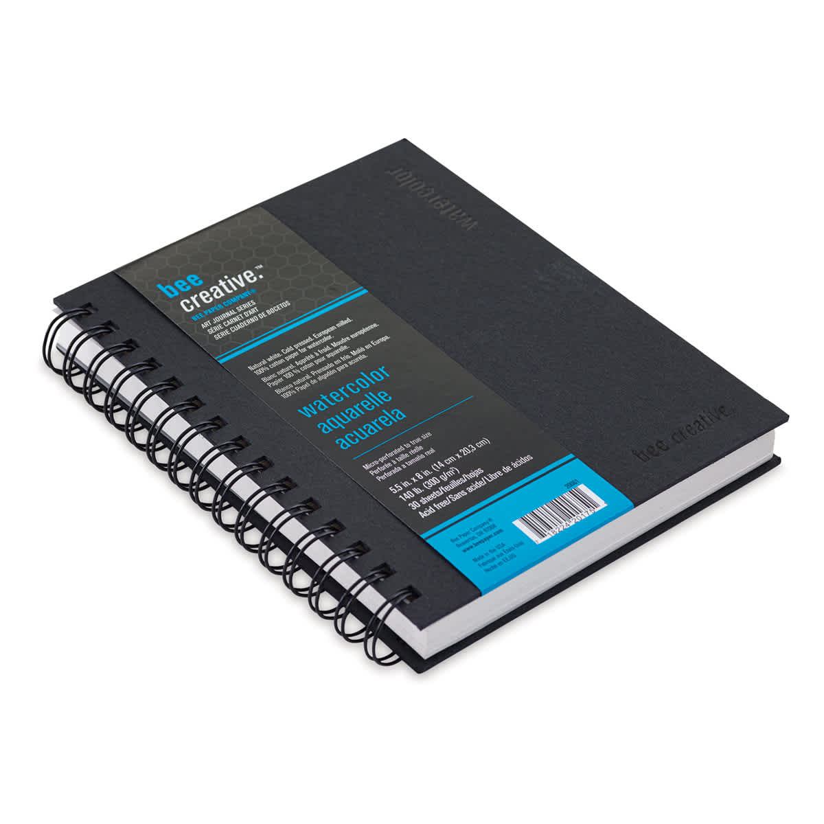 Bee Creative Watercolor Book - 8" x 5-1/2", 30 Sheets, 140 lb, wire bound (side view showing the wire binding)