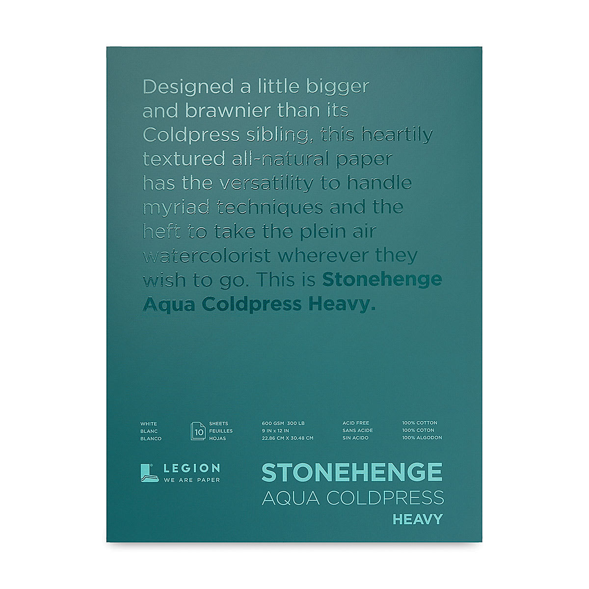 Legion Stonehenge Aqua Watercolor Block - Cold Press, 9" x 12", 300 lb, 10 Sheets