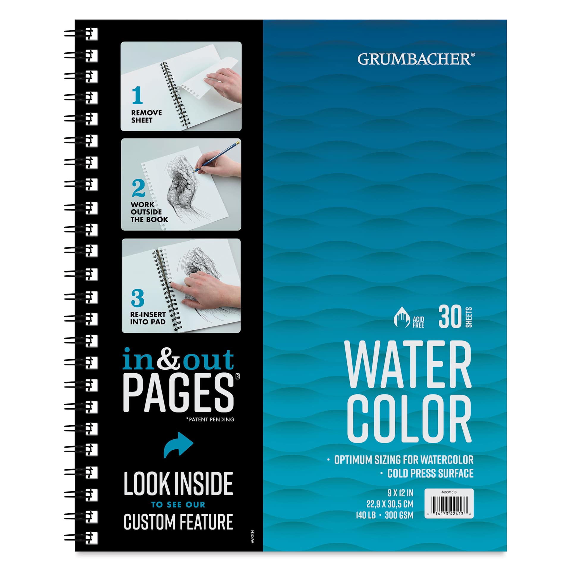Grumbacher Watercolor In & Out Pad - 12" x 9", 30 Sheets, 140 lb Front cover