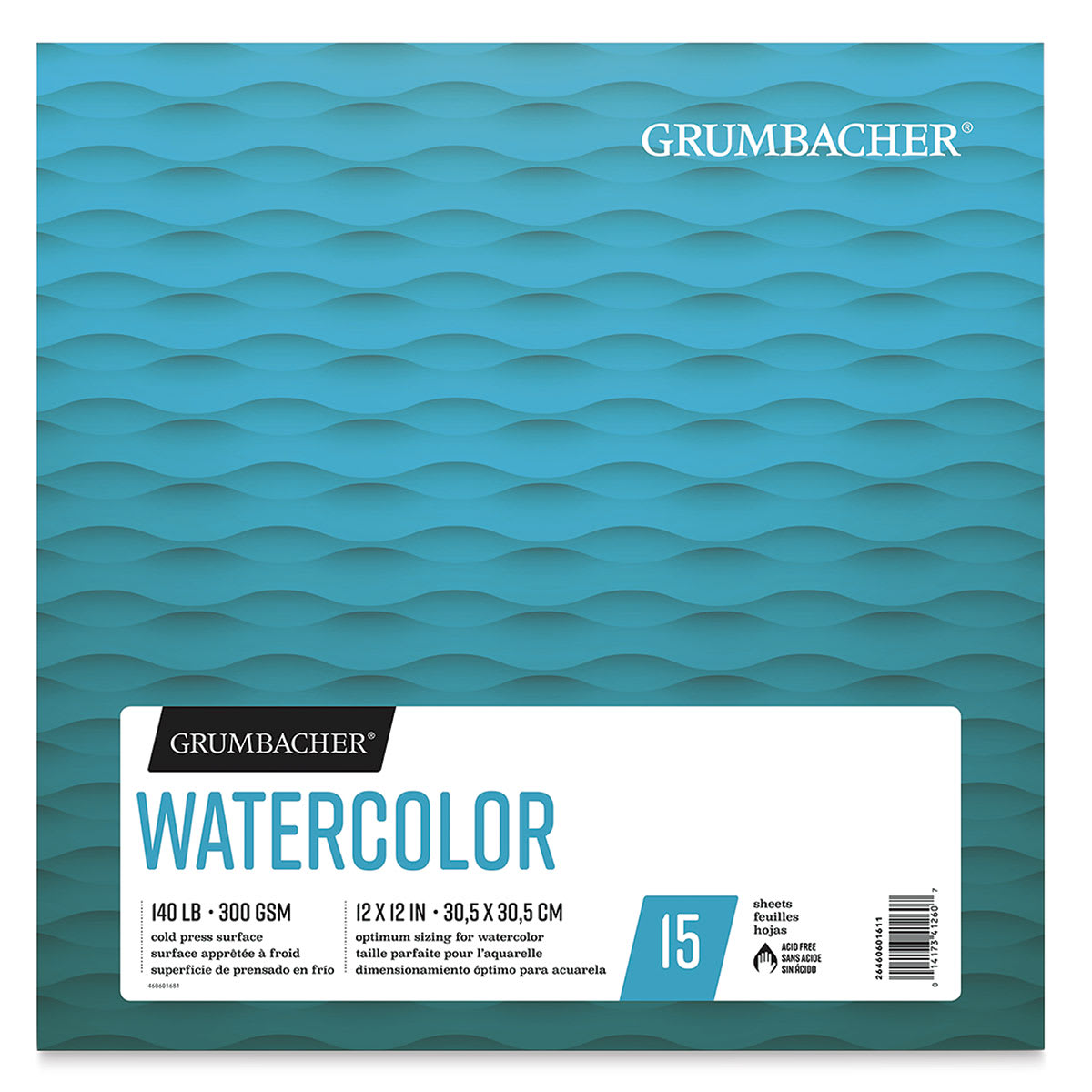 Grumbacher Watercolor Fold Over Pad - 12" x 12", 15 Sheets